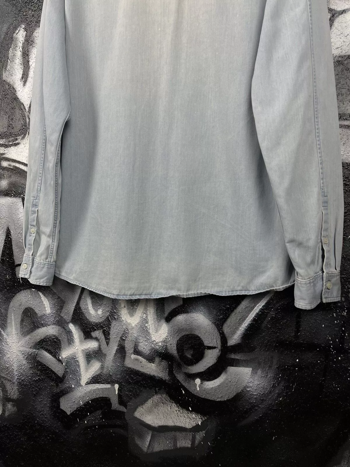 Cos Shirts Button Ups Cos × Designer COS Washed Blue Designed Shirt Button Up Men’s Size L Streetwear