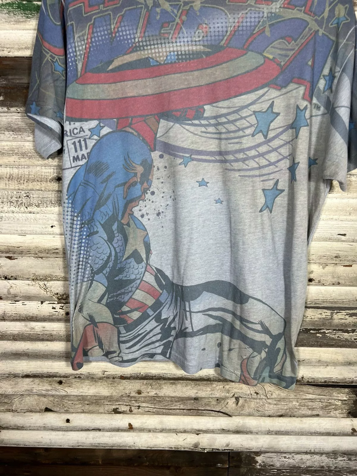Marvel Comics Short Sleeve T Shirts Marvel Comics × Vintage Vintage Marvel AOP Shirt Blue