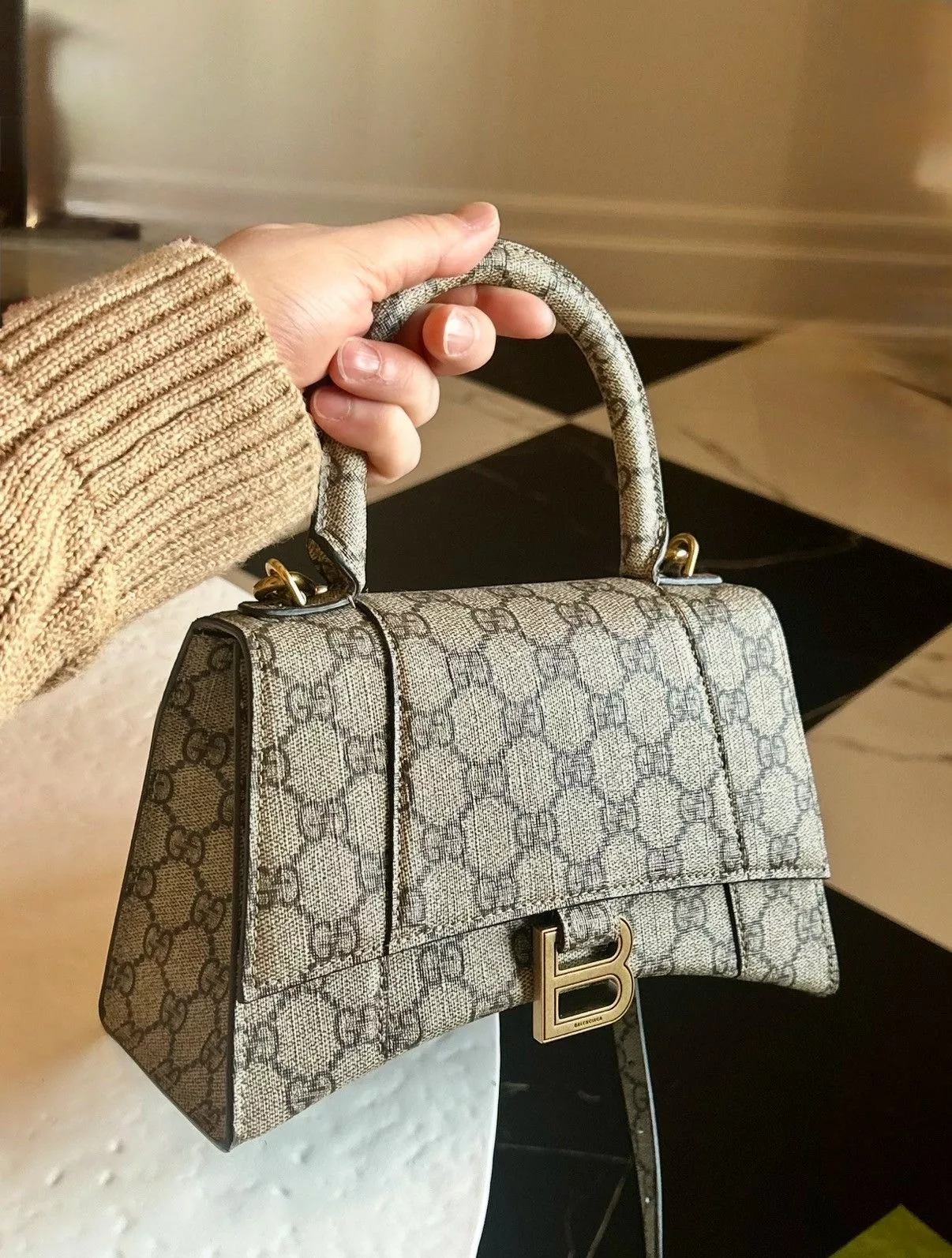 Gucci Handle Bags Gucci x Balenciaga Top Handle Bag Beige