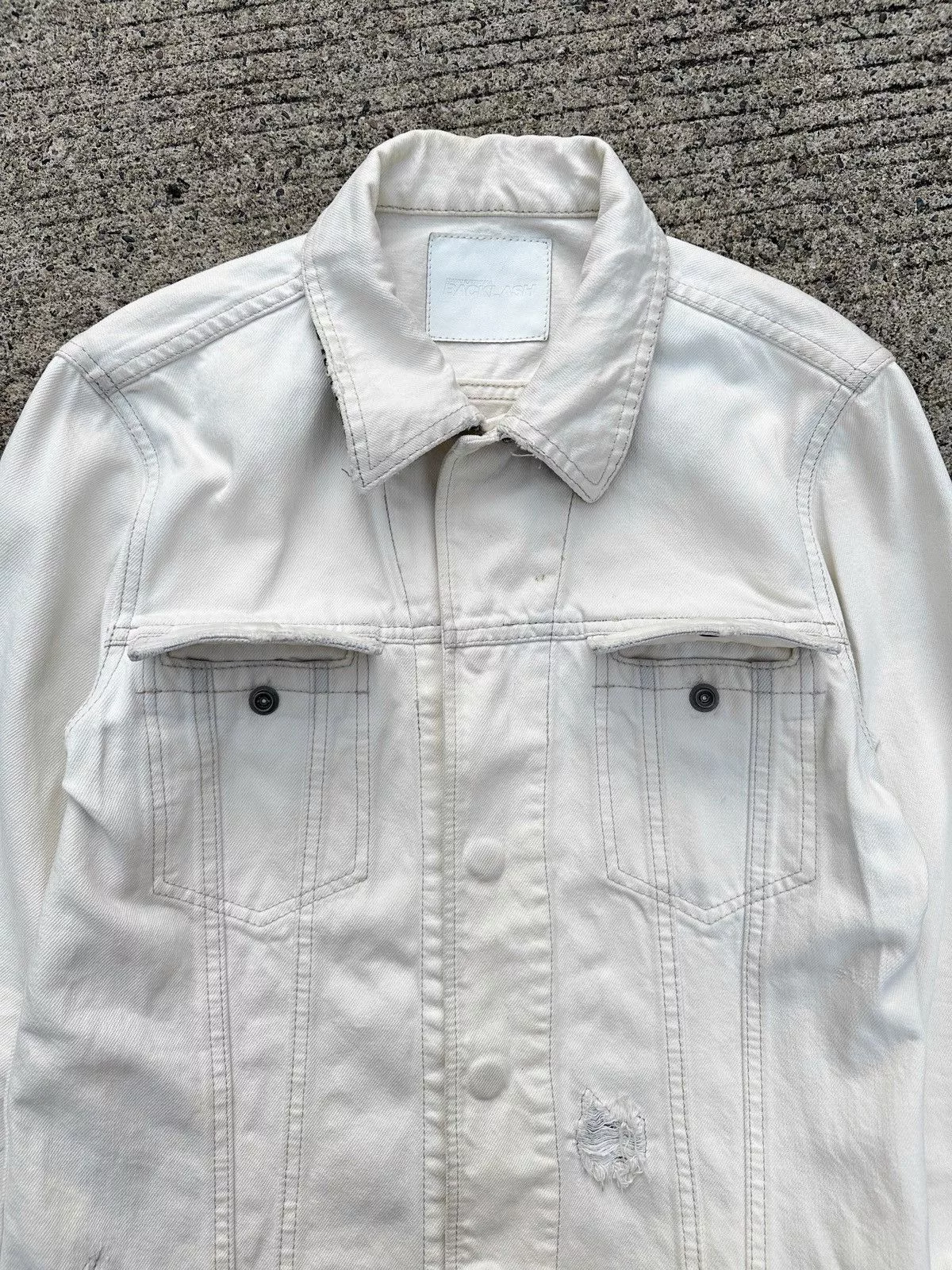 Isamu Katayama Backlash Denim Jackets Isamu Katayama Backlash Backlash Leopard Damage Trucker Jacket White
