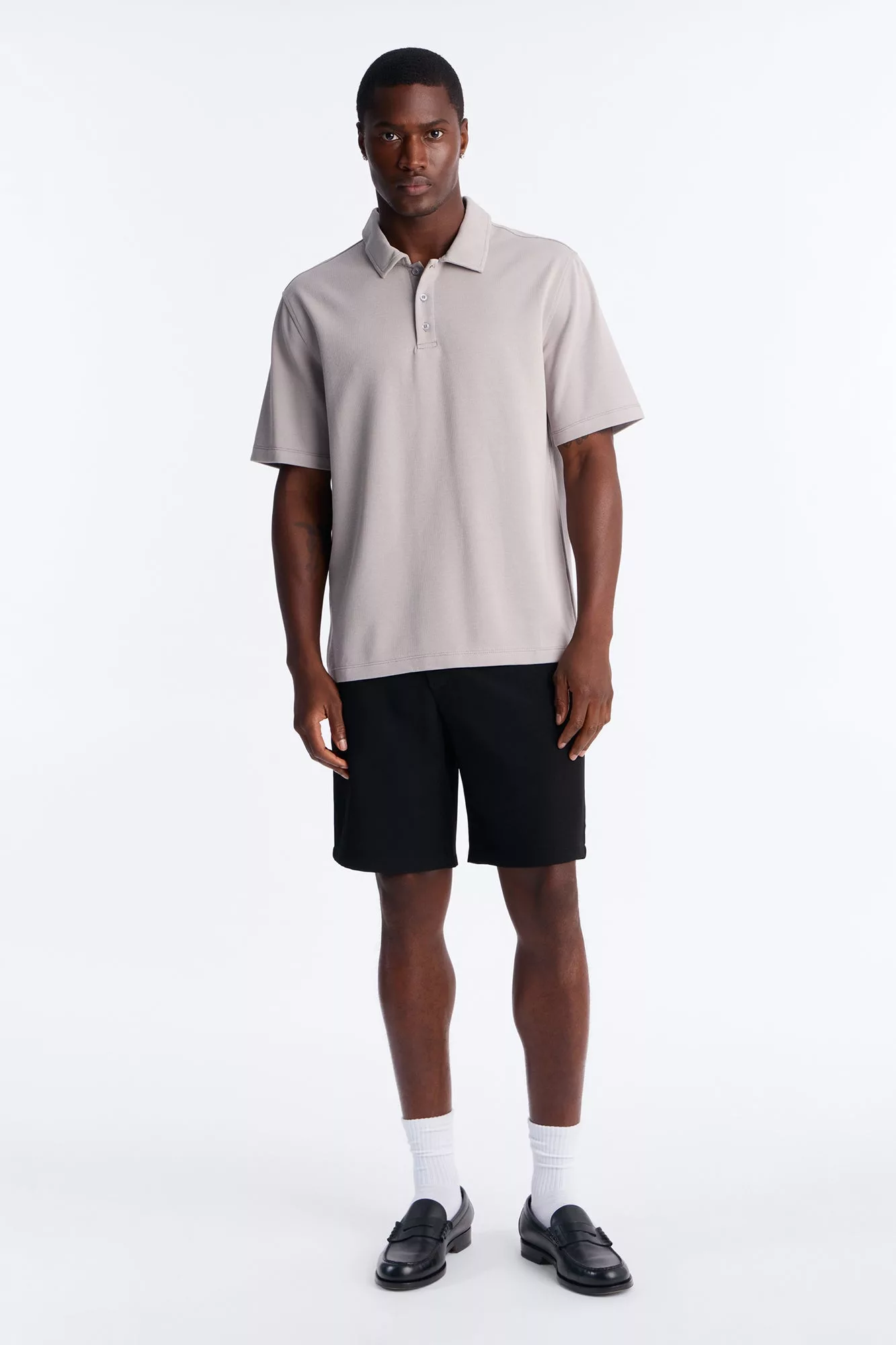 Classic Ribbed Clean Finish Polo - Grey