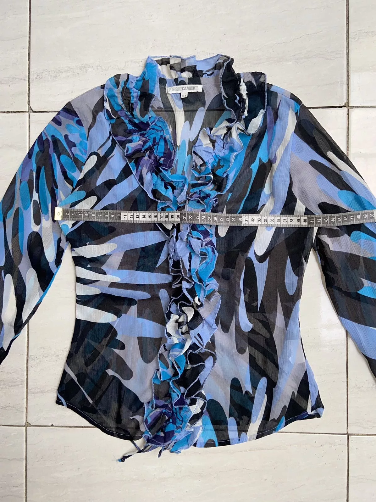 Designer Blouses Designer × Japanese Brand NARA CAMICIE Patterned Blouse Blue