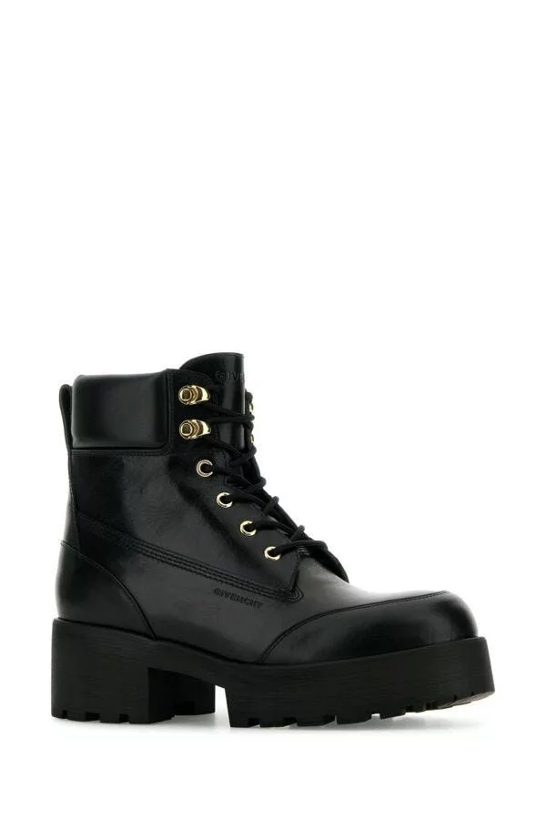 Givenchy Boots Givenchy Black Leather Trekker Ankle Boots Multi