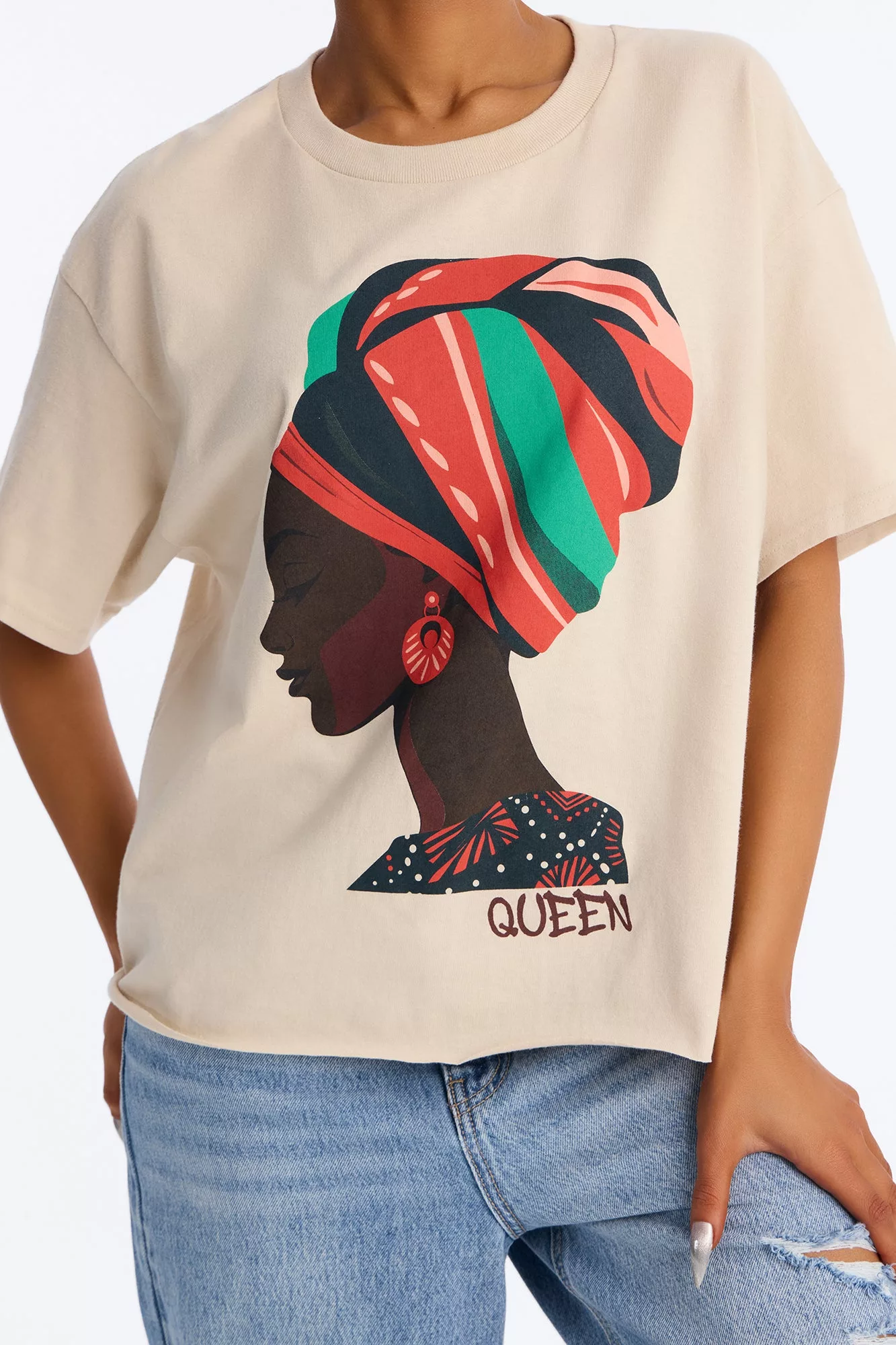 Powerful Queen Oversized Tee - Sand
