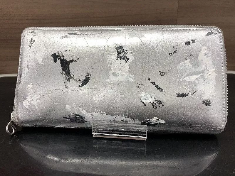 Comme des Garcons Wallets Comme des Garcons Wallet Long Paint Round Zip Gray