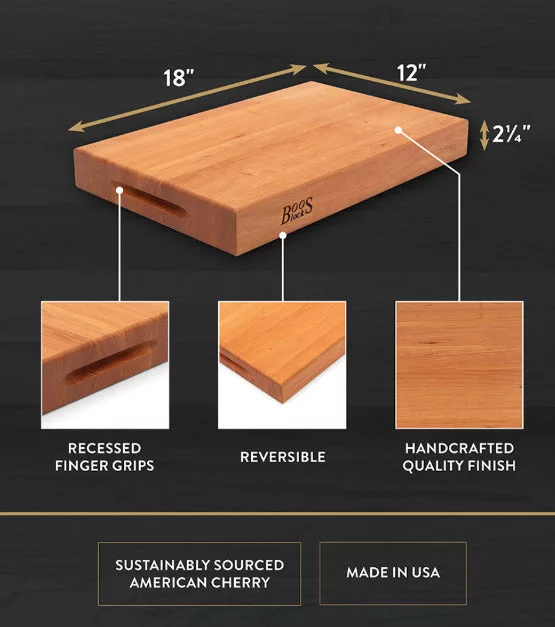 18x12x2.25" Cherry Cutting Board