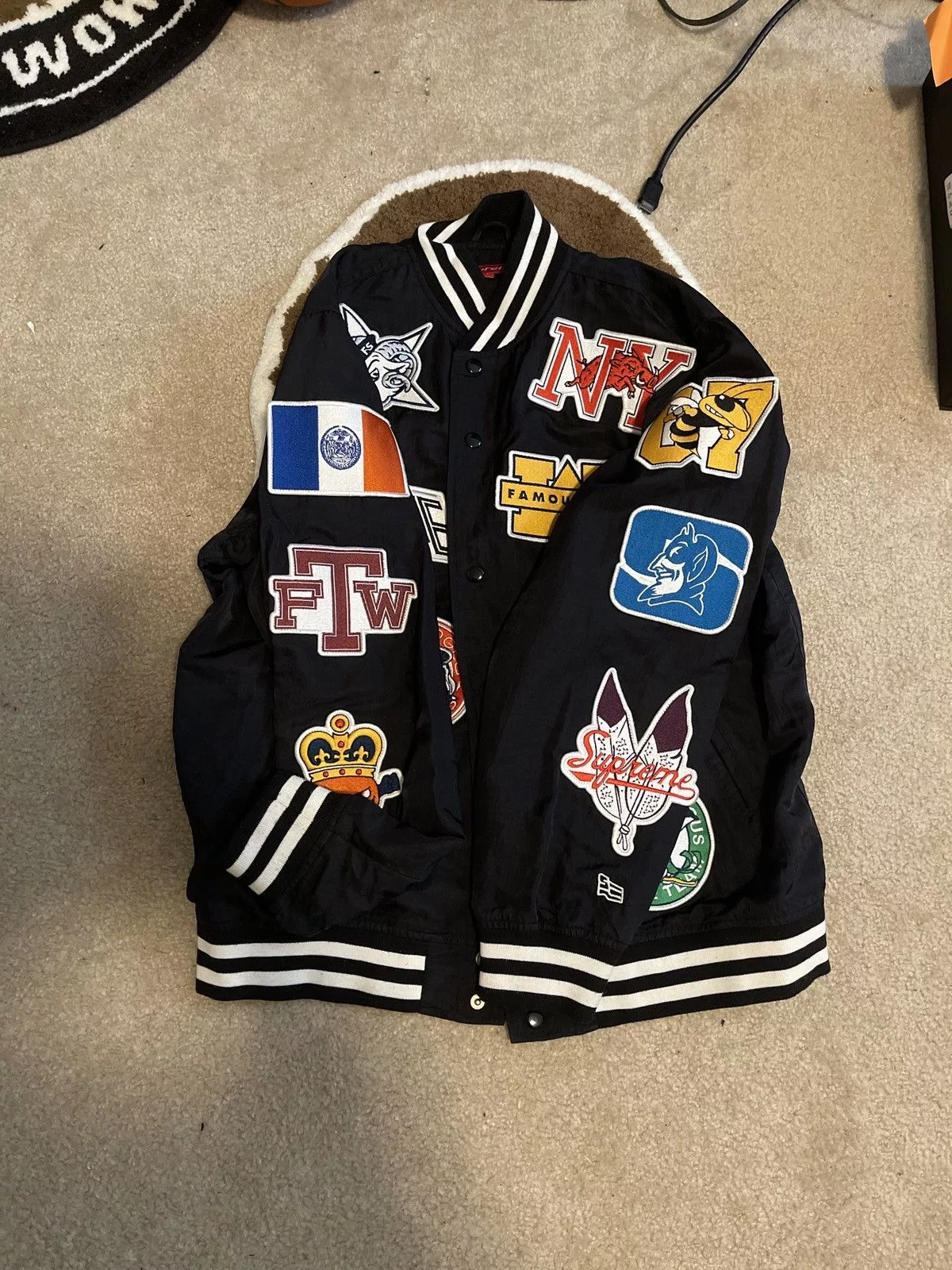 Supreme Light Jackets Supreme ncaa coaches bomber jacket Black