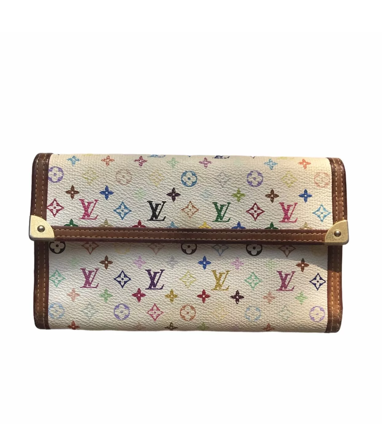 Louis Vuitton Wallets Louis Vuitton × Takashi Murakami Louis Vuitton 2006SS Multicolor Monogram Long Wallet White