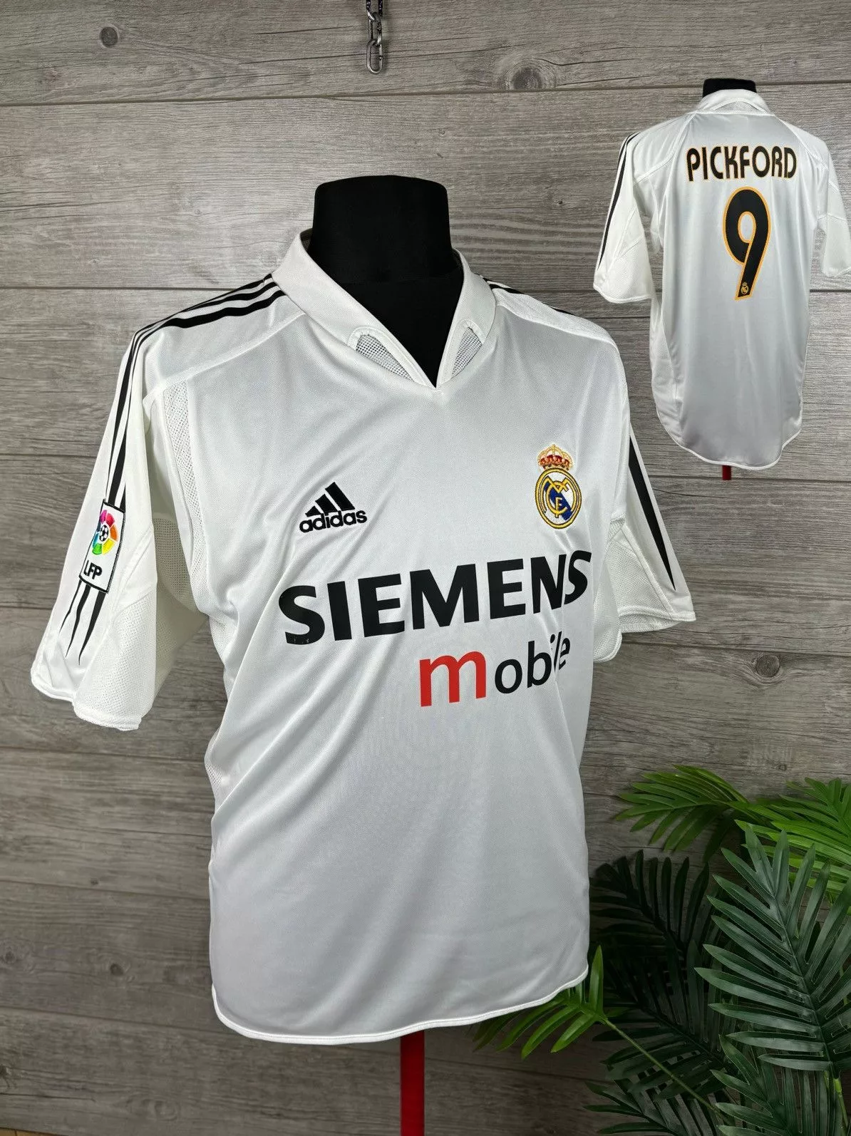 Adidas Jerseys ADIDAS REAL MADRID SOCCER JERSEY VINTAGE 2004 #9 PICKFORD White Sportswear