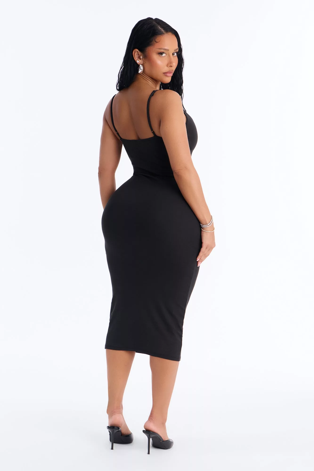 Blair Spaghetti Strap Midi Dress - Black
