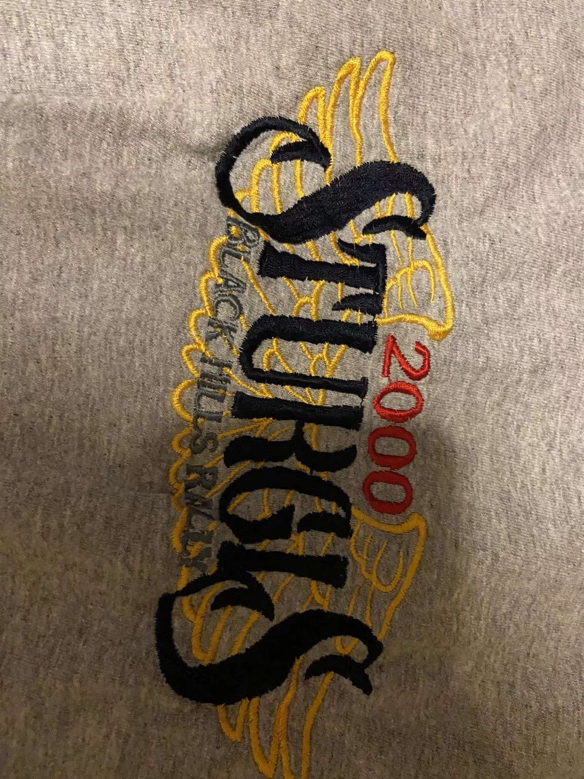 Harley Davidson Short Sleeve T Shirts Harley Davidson Embroidered Sturgis biking tee Gray Streetwear