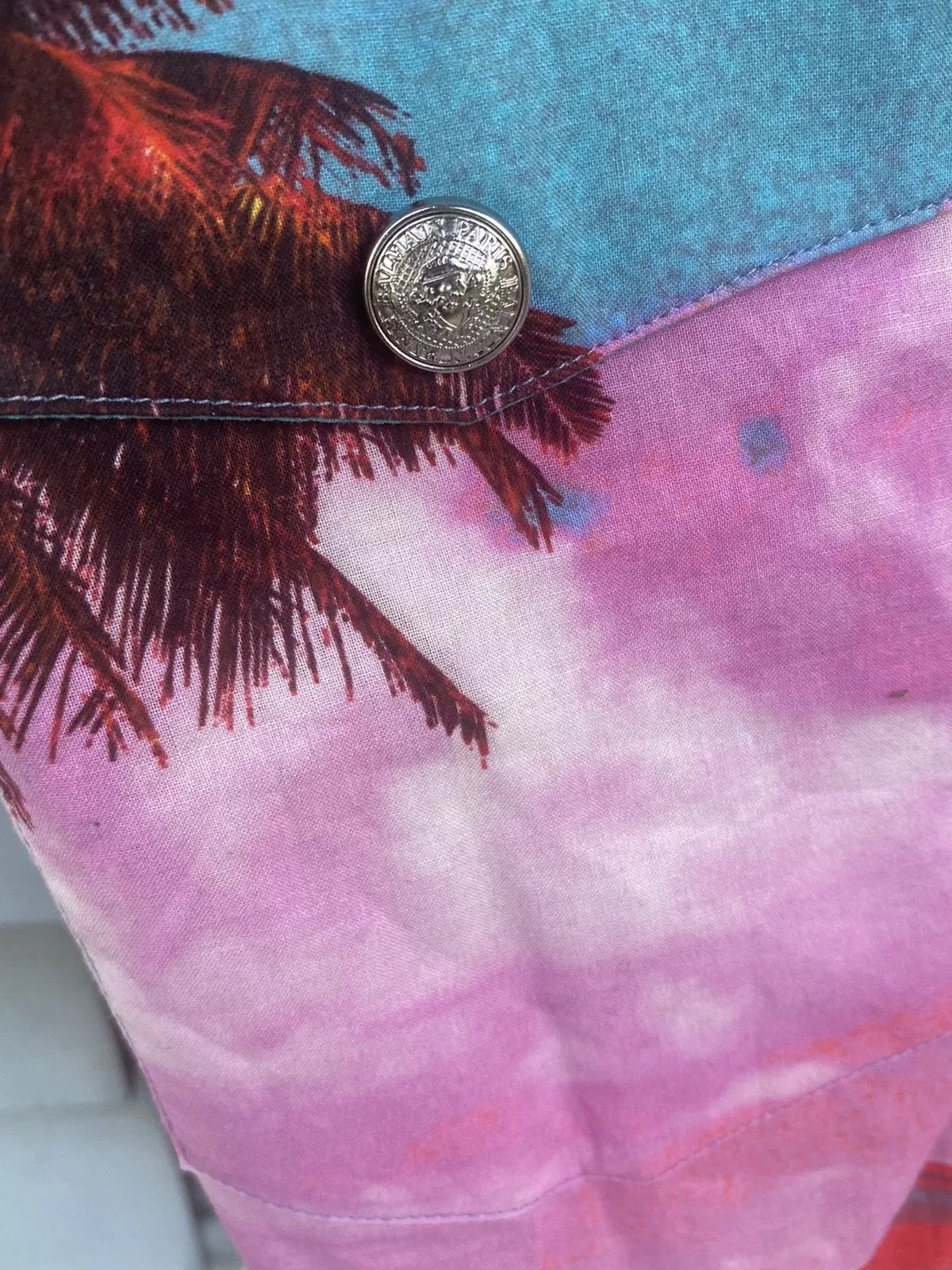 Balmain Shirts Button Ups Balmain PALM TREE PRINT SHIRT Pink