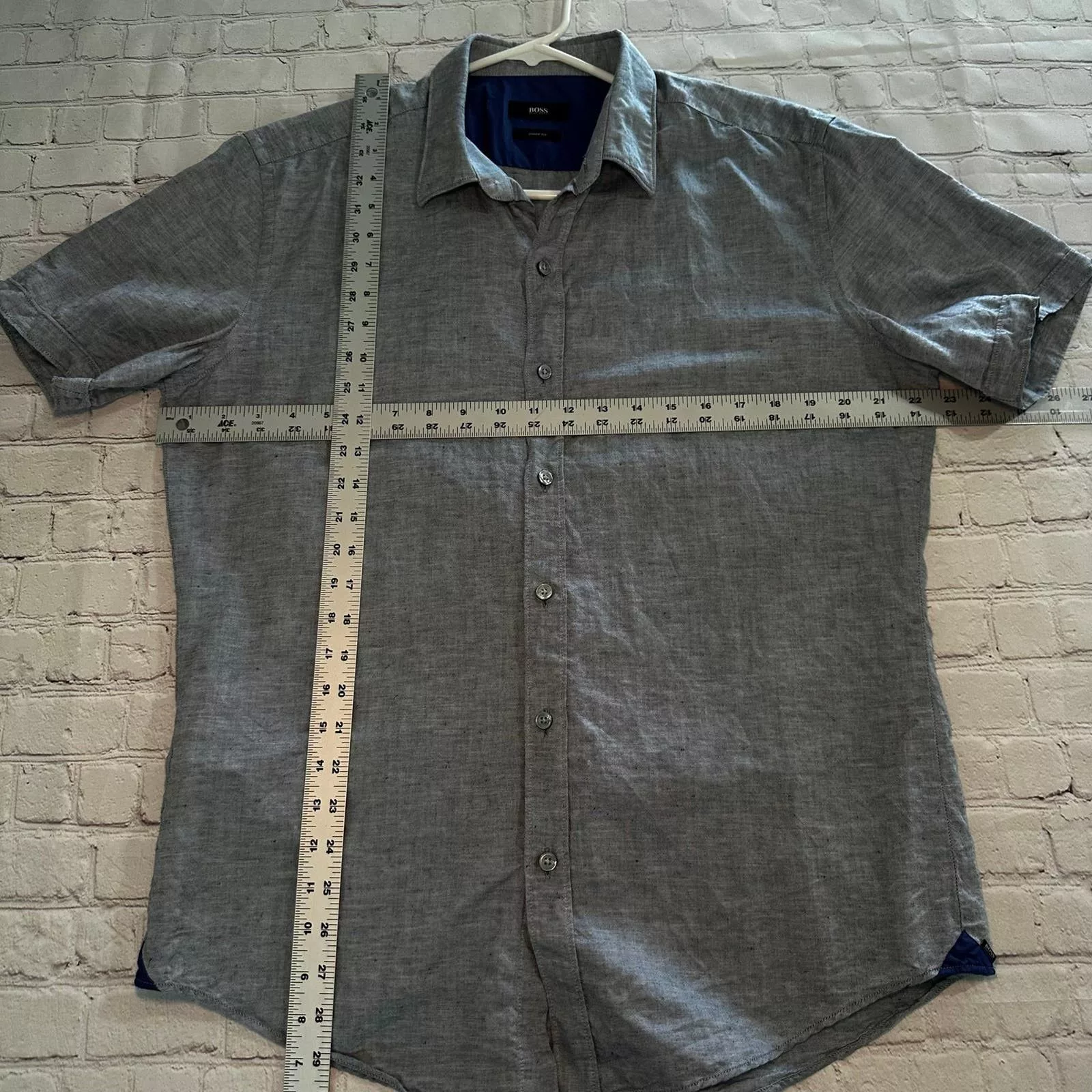 Hugo Boss Shirts Button Ups Hugo boss, short sleeve button down size large Blue