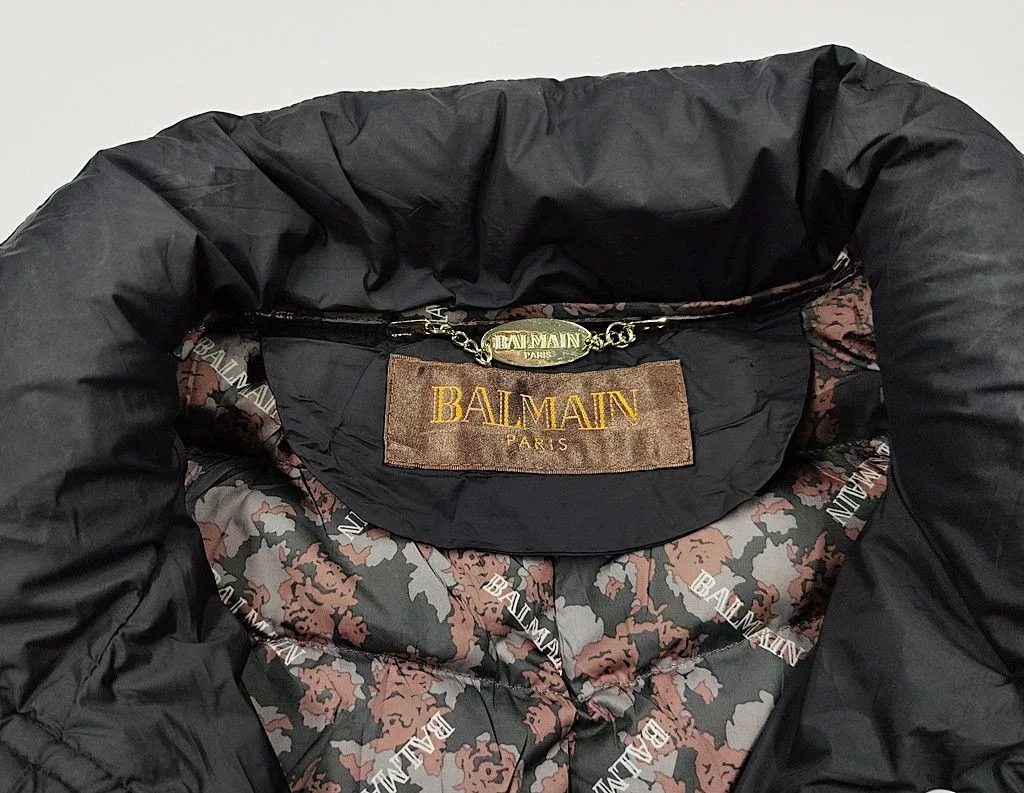 Balmain Down Jackets BALMAIN black puffer long jacket