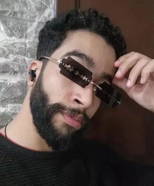 Electric Visual Sunglasses Electric Visual Rimless Razor Blade Rectangle Sunglasses Black Vintage
