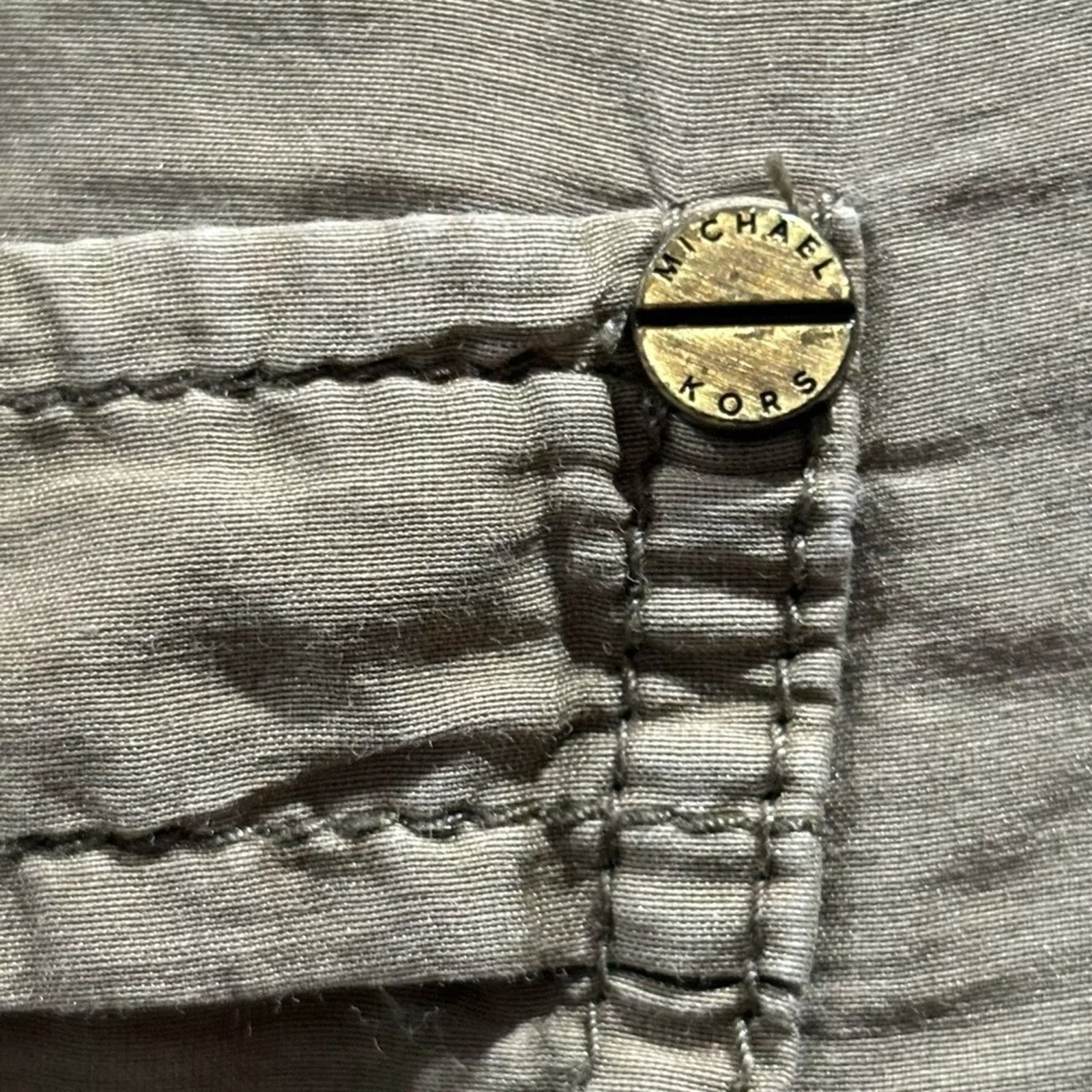 Michael Kors Short Sleeve T Shirts MICHAEL KORS Olive Green Button-Up Utility Blouse Sz S