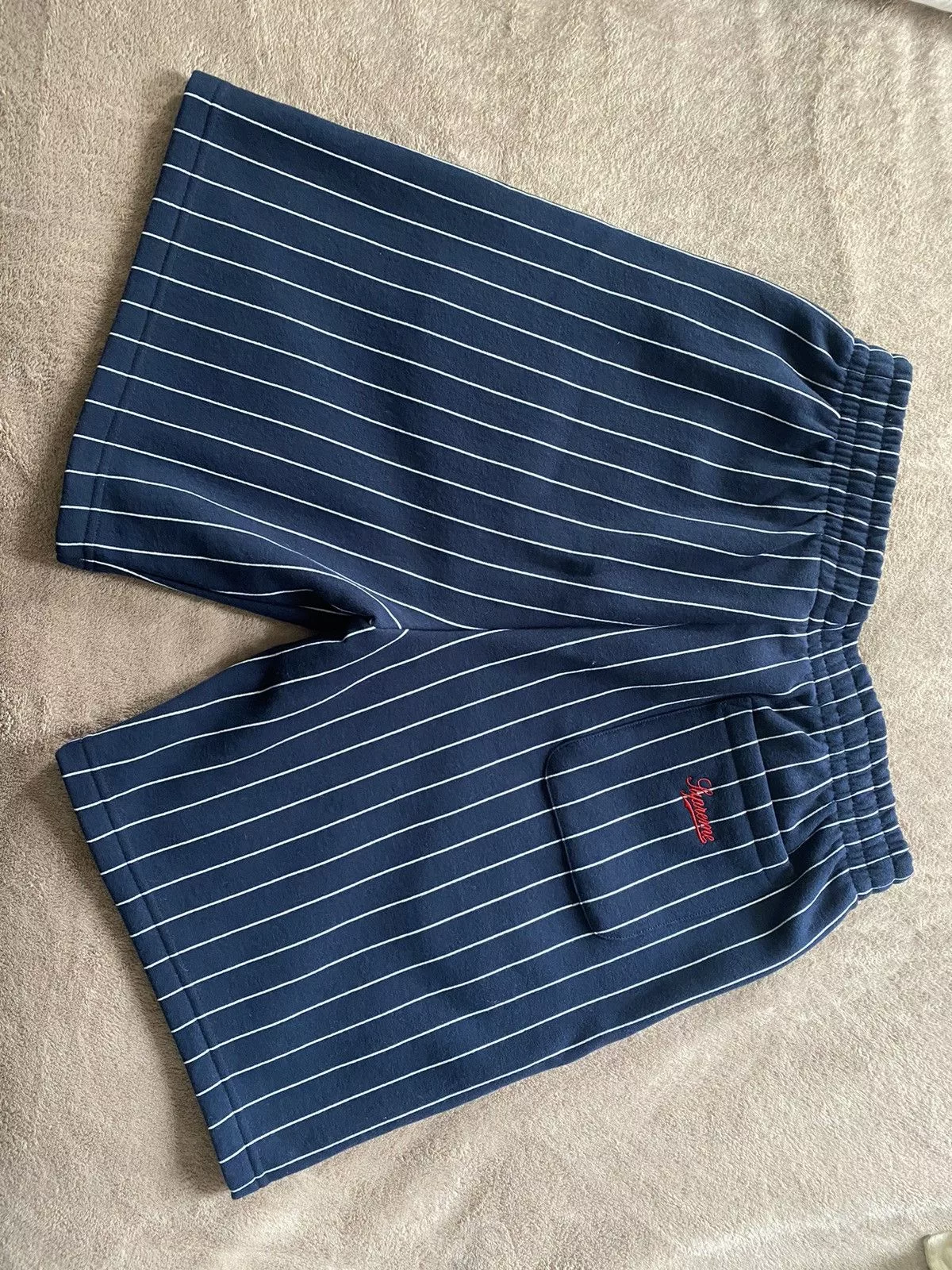 Supreme Shorts Supreme Navy Pinstripe Shorts Blue