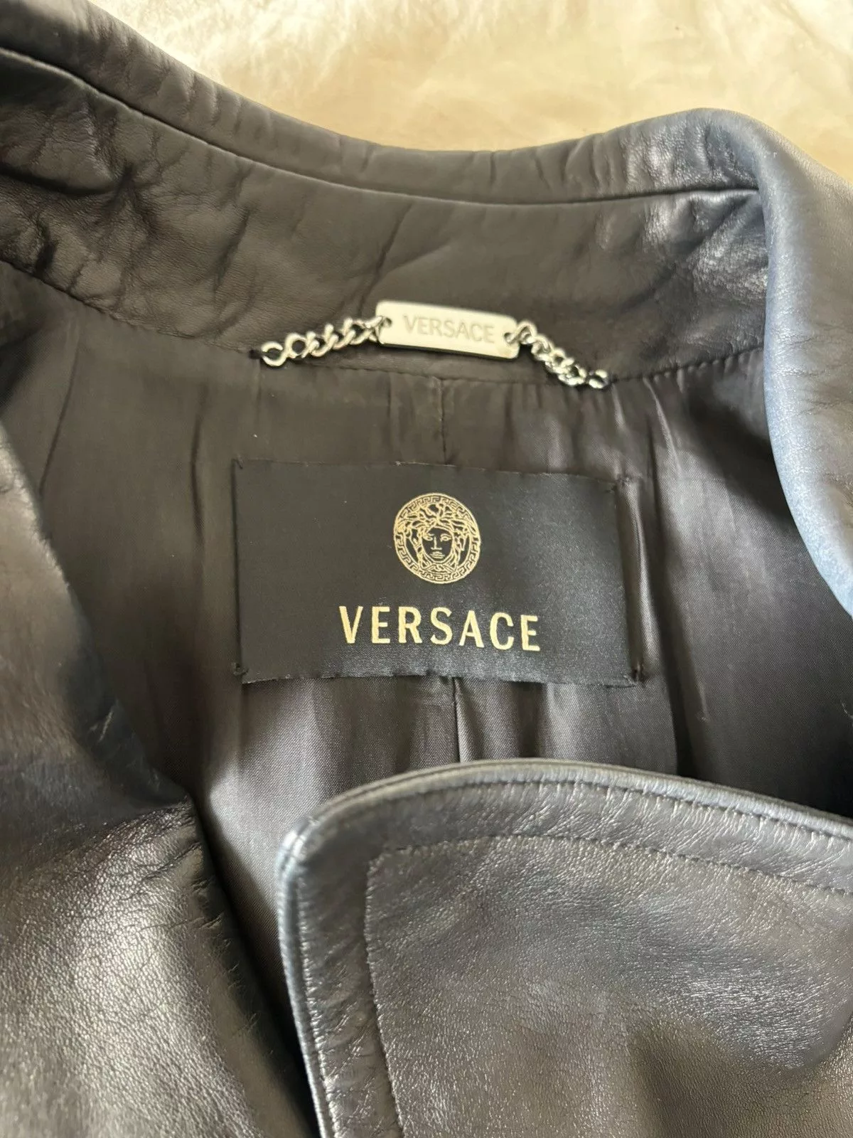 Versace Leather Jackets Versace Leather Coat in IT44 Black