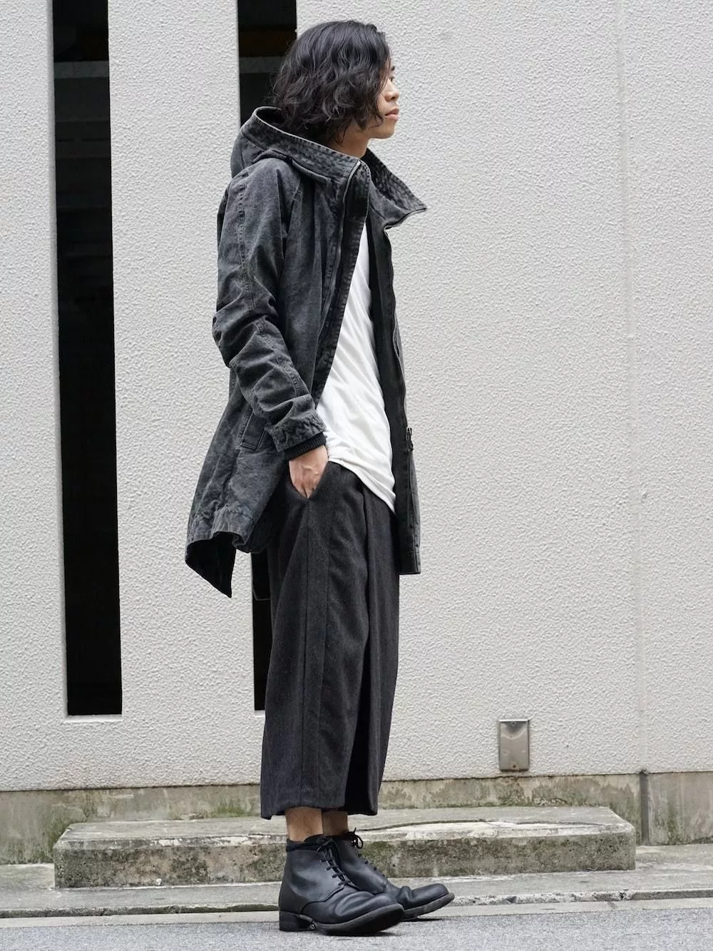 Devoa Casual Pants Devoa Wool Hakama Pants Black