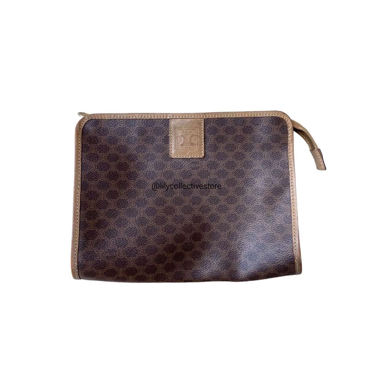Celine Clutches Celine × Designer Auth Celine Macadam clutch Bag Brown Luxury