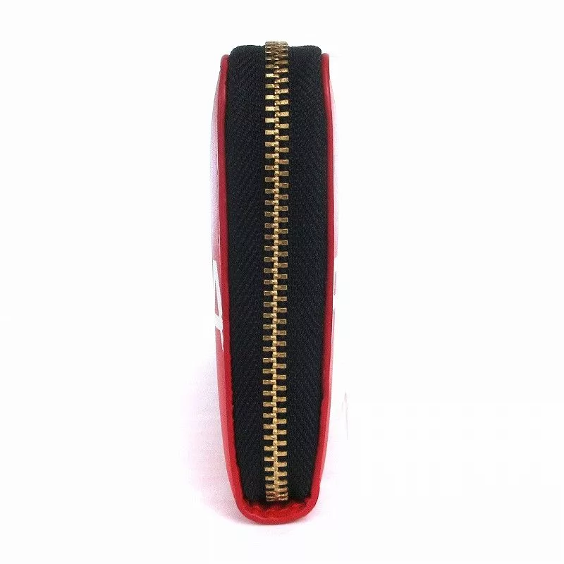 Comme des Garcons Wallets Comme des Garcons Wallet HUGE LOGO Long Round zip Leather Red