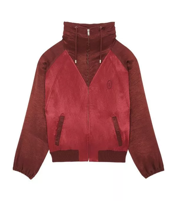 Saint Laurent Paris Bombers Saint Laurent Paris o1s1wg110624 Cassandre Teddy Jacket in Satin in Bordeaux Red
