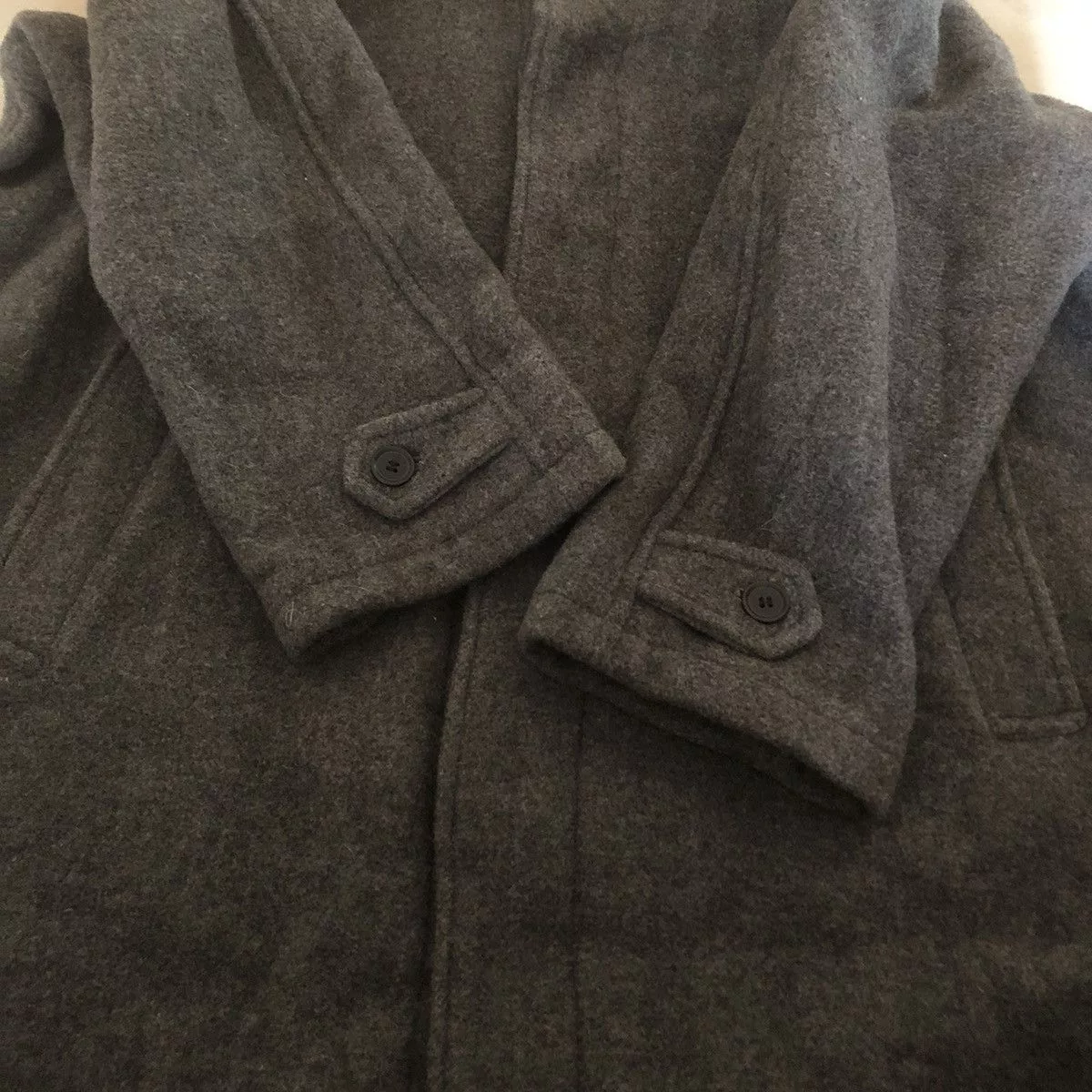Kansai Yamamoto Heavy Coats Kansai Yamamoto Wool Long Coat Button Gray