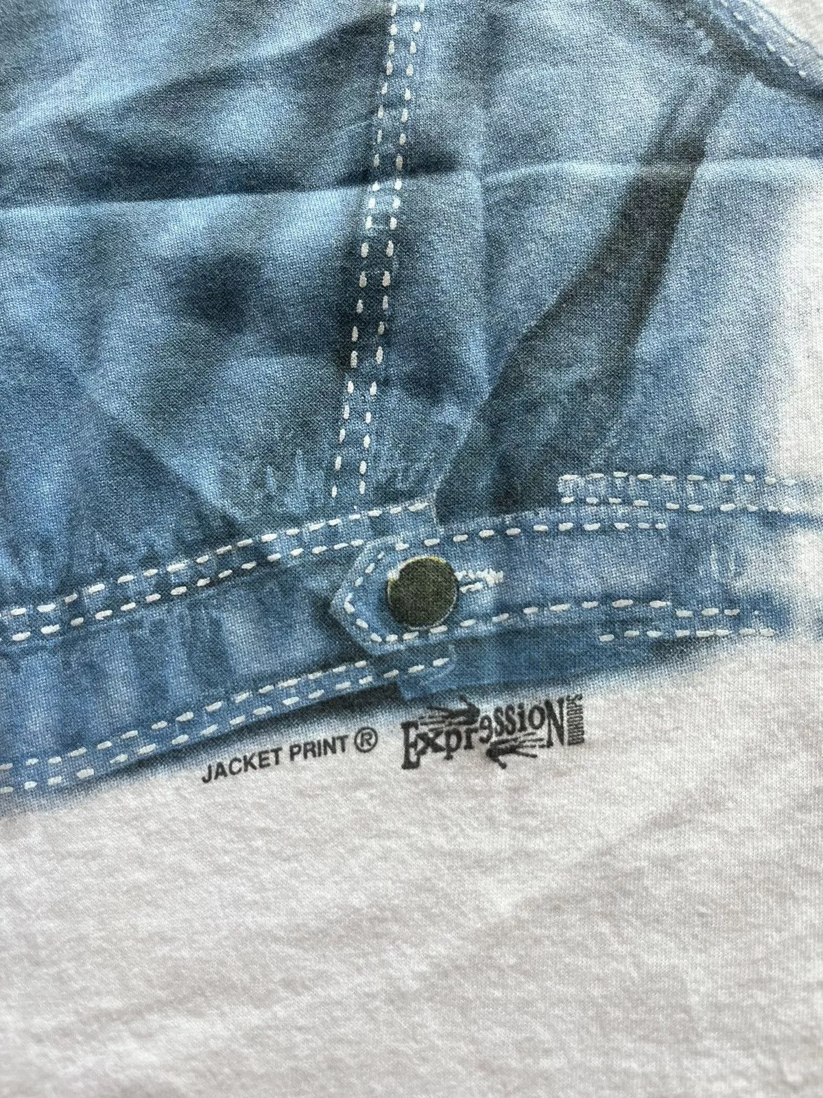 Vintage Short Sleeve T Shirts Vintage Granada Jacket Print Expression Dukoaps 90’s T-shirt White