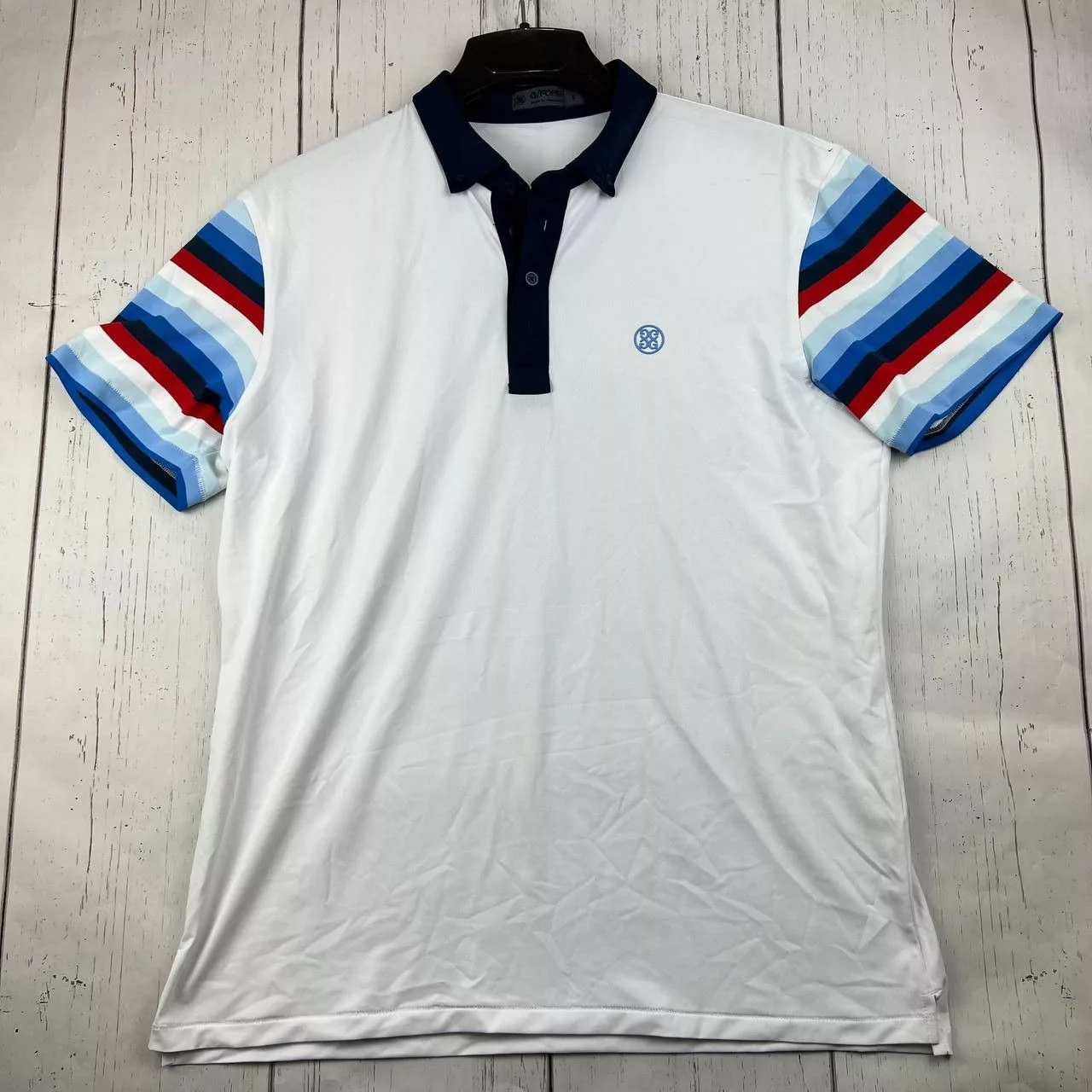 G/FORE Polos G/FORE Golf Logo Large Polo Shirt Striped Short Sleeve Men White