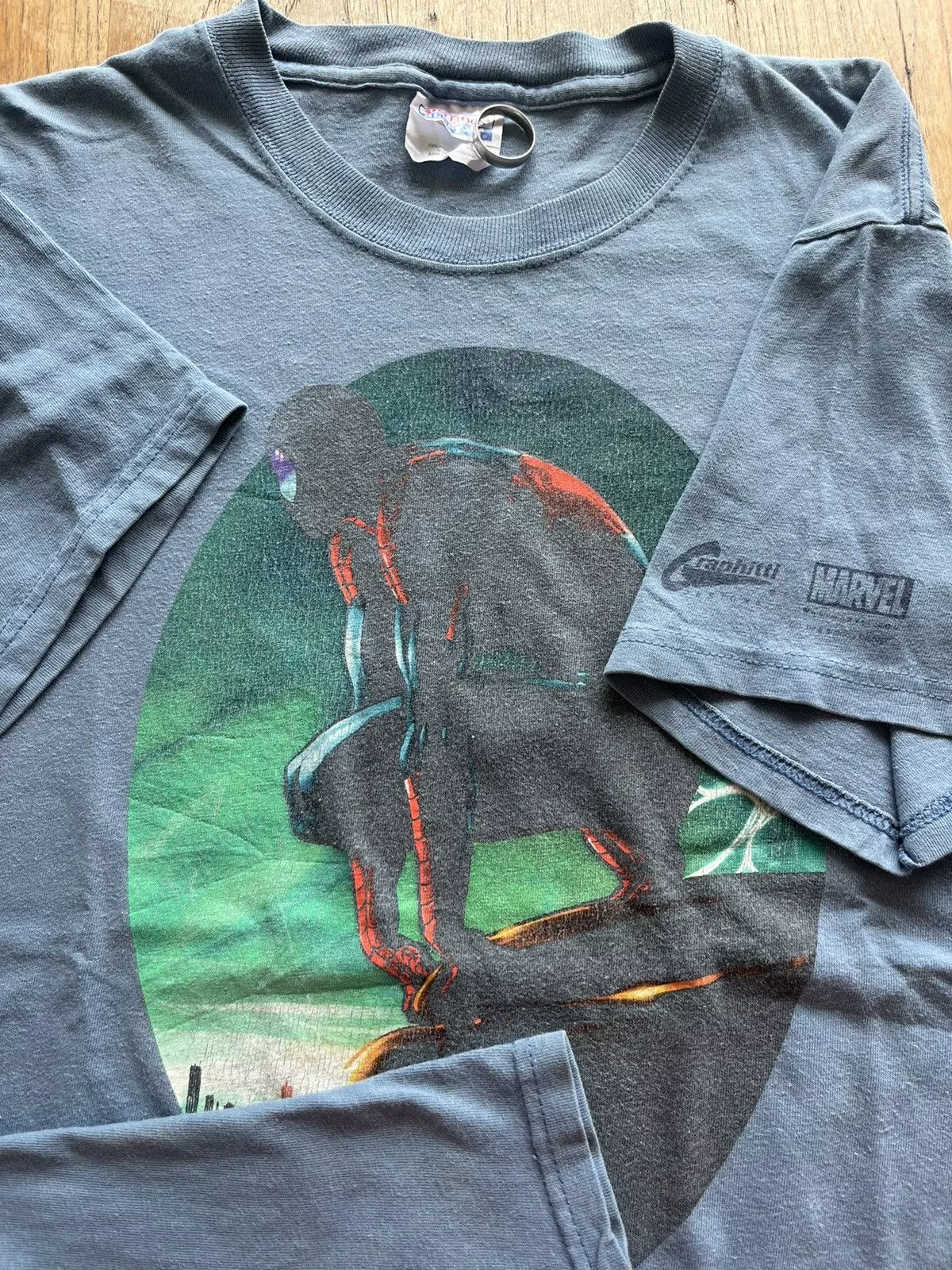 Marvel Comics Short Sleeve T Shirts Marvel Comics × Vintage Vintage SPIDER MAN 2000’s Marvel comics Graphitti Blue Streetwear