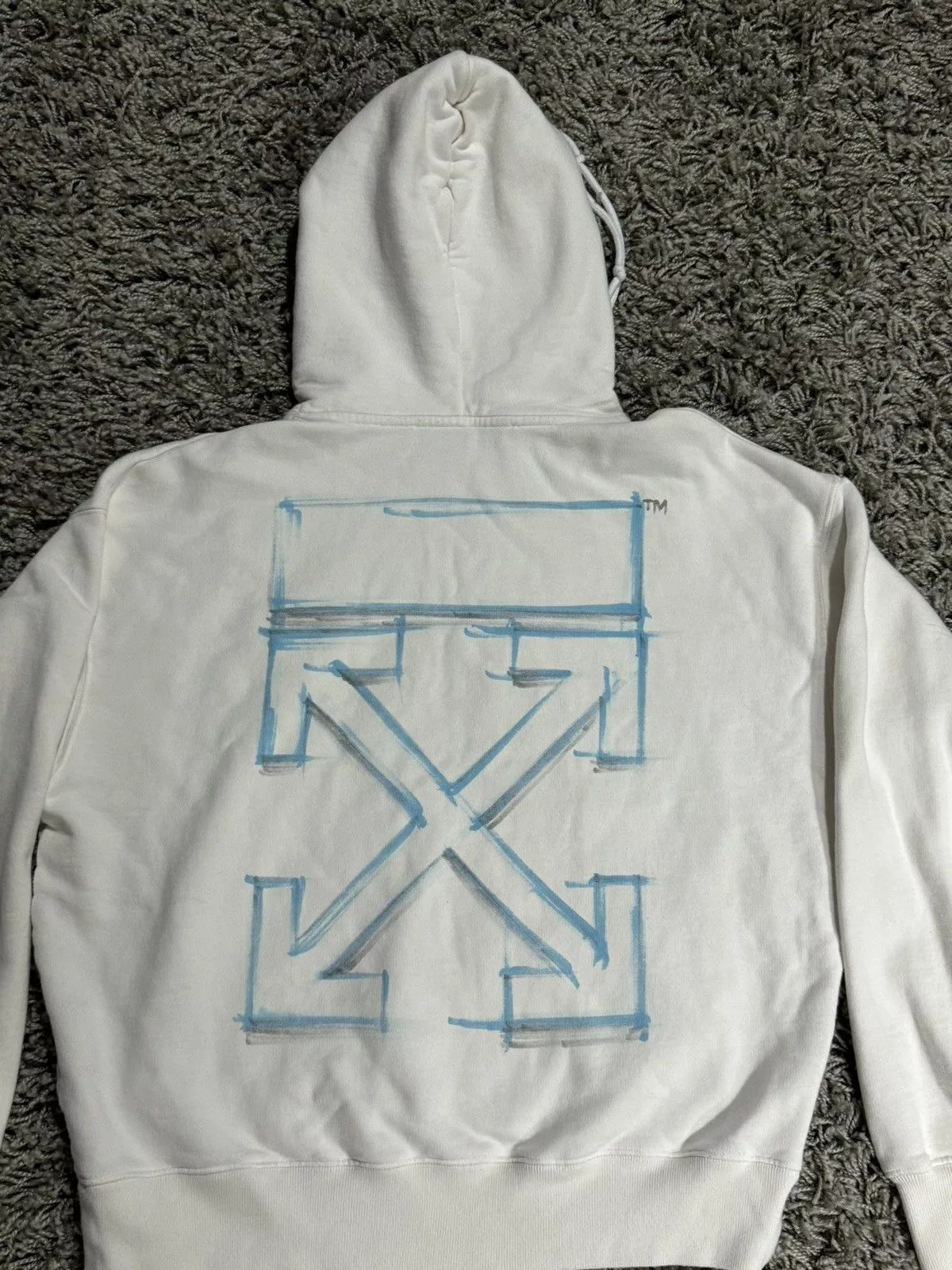 Off-White Sweatshirts Hoodies Off-White White sweatshirt blue brush