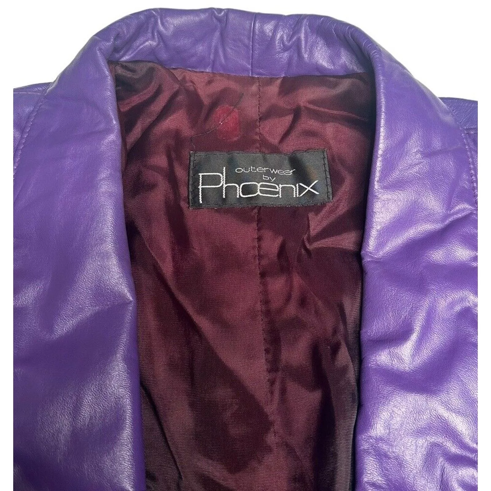 Other Jackets Other Vtg 90s Outerwear by Pheonix Purple Leather Jacket Coat SP