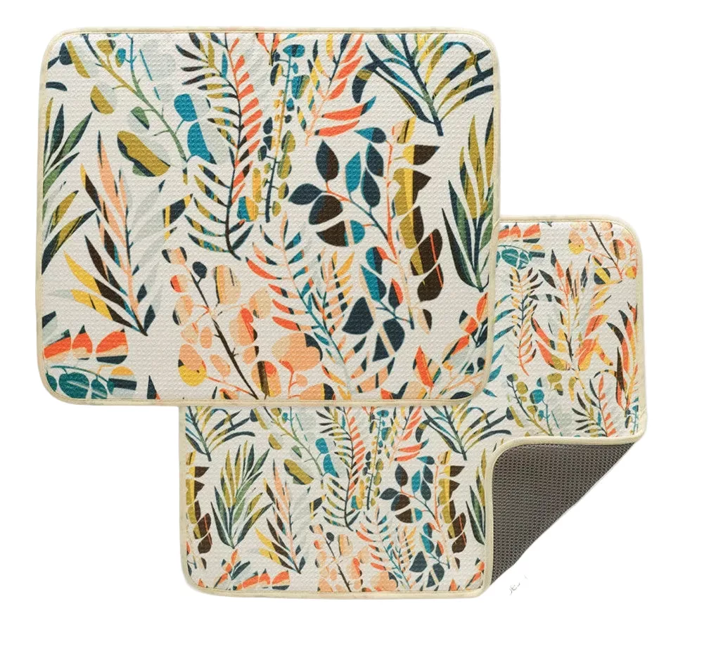 Colorful Leaves Microfiber Dish Drying Mats
