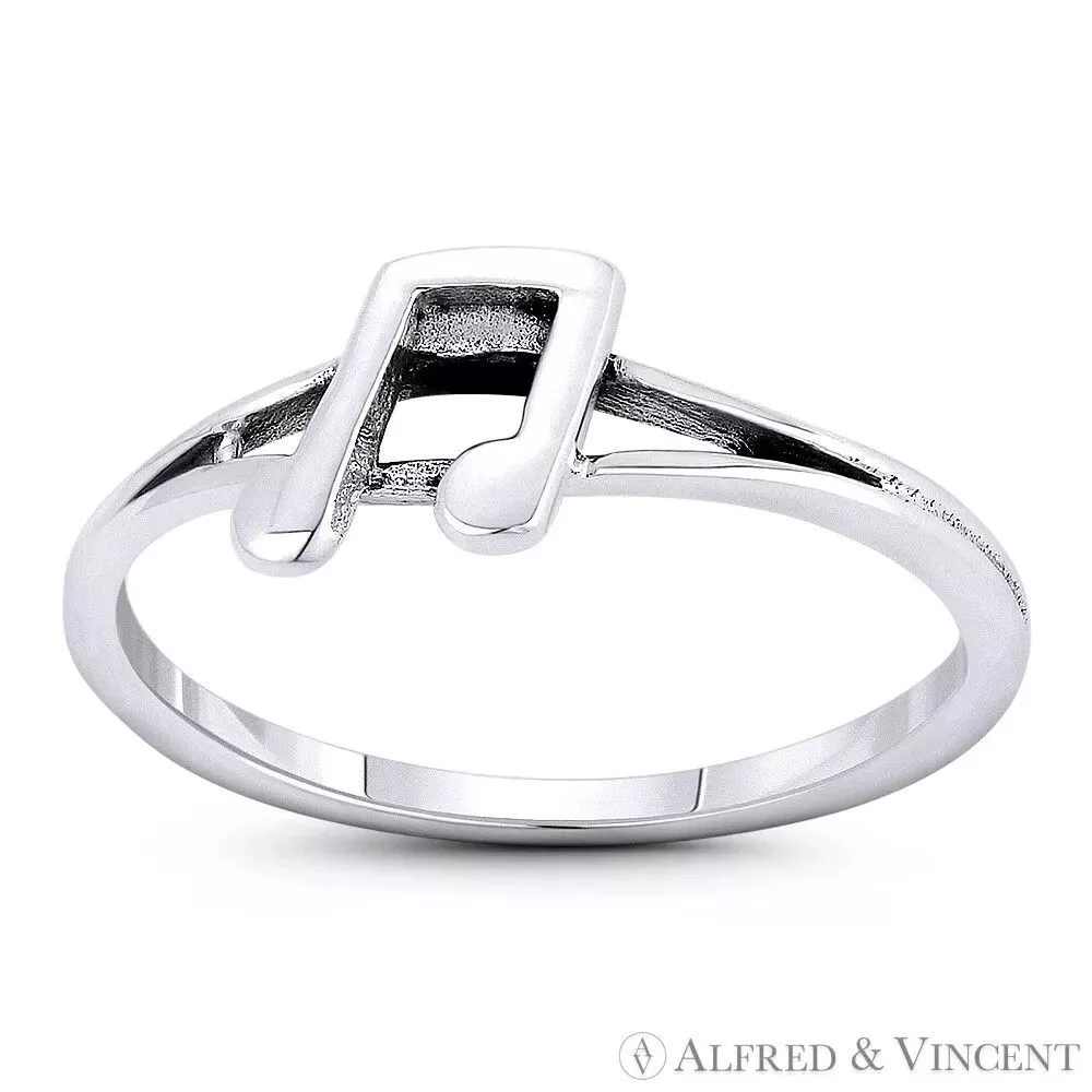 Other Rings Other Beamed Eighth Note Musical Symbol Charm Ring Silver