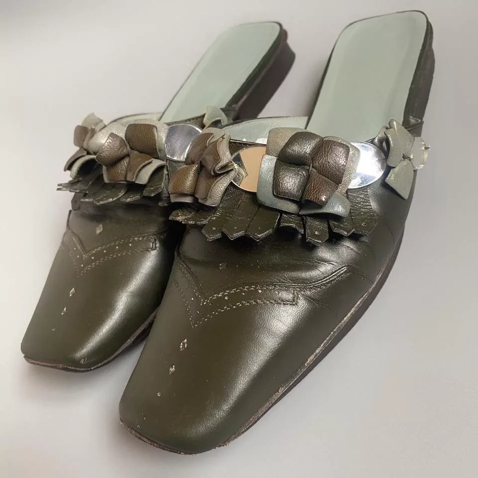 Prada Flats Prada × Vintage prada spring/summer 1999 sabots Green