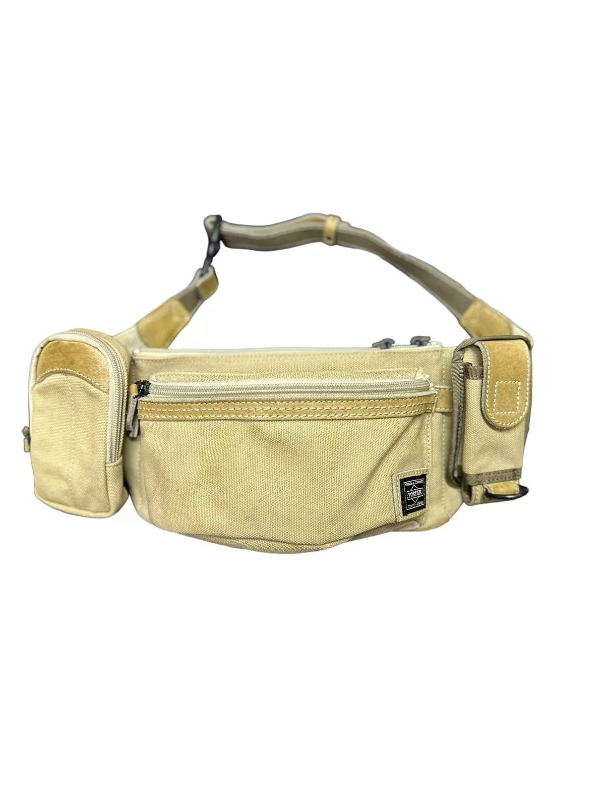 Porter Bags Luggage Duck Canvas Porter Pouchbag/Waistbag Removable Coin Bag Brown