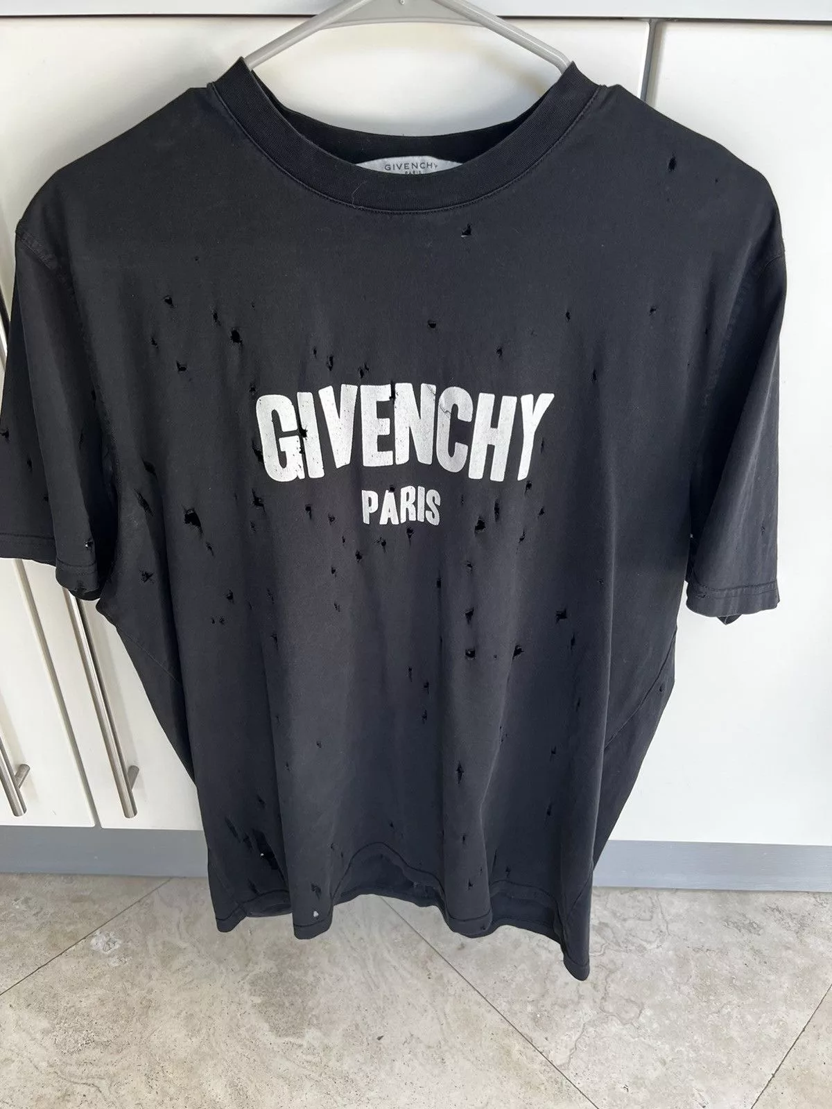 Givenchy Short Sleeve T Shirts Givenchy Distressed T Shirt Black