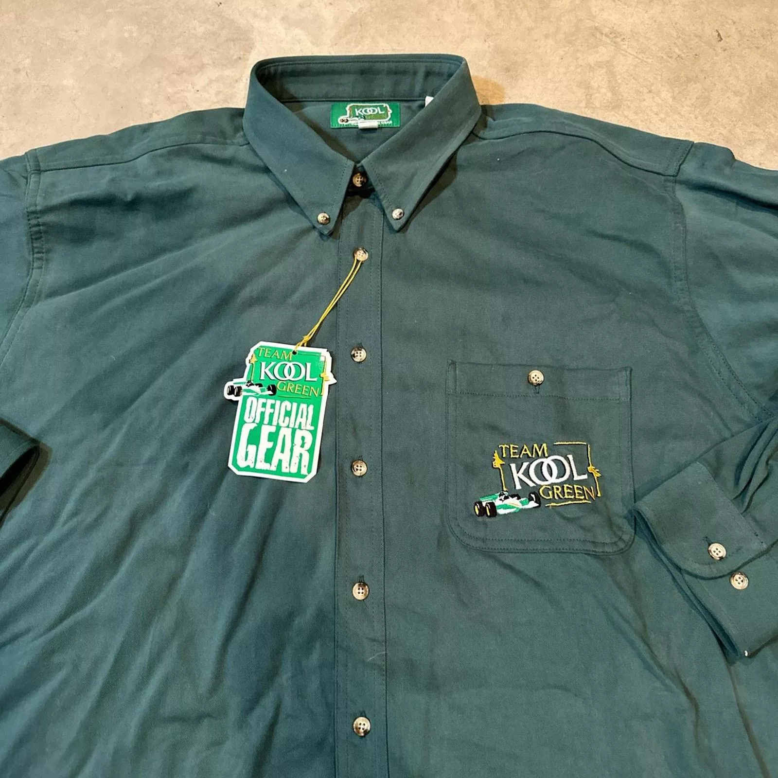Camel Shirts Button Ups Camel 90s Team Kool Green Cigarette Racing Button Down Shirt