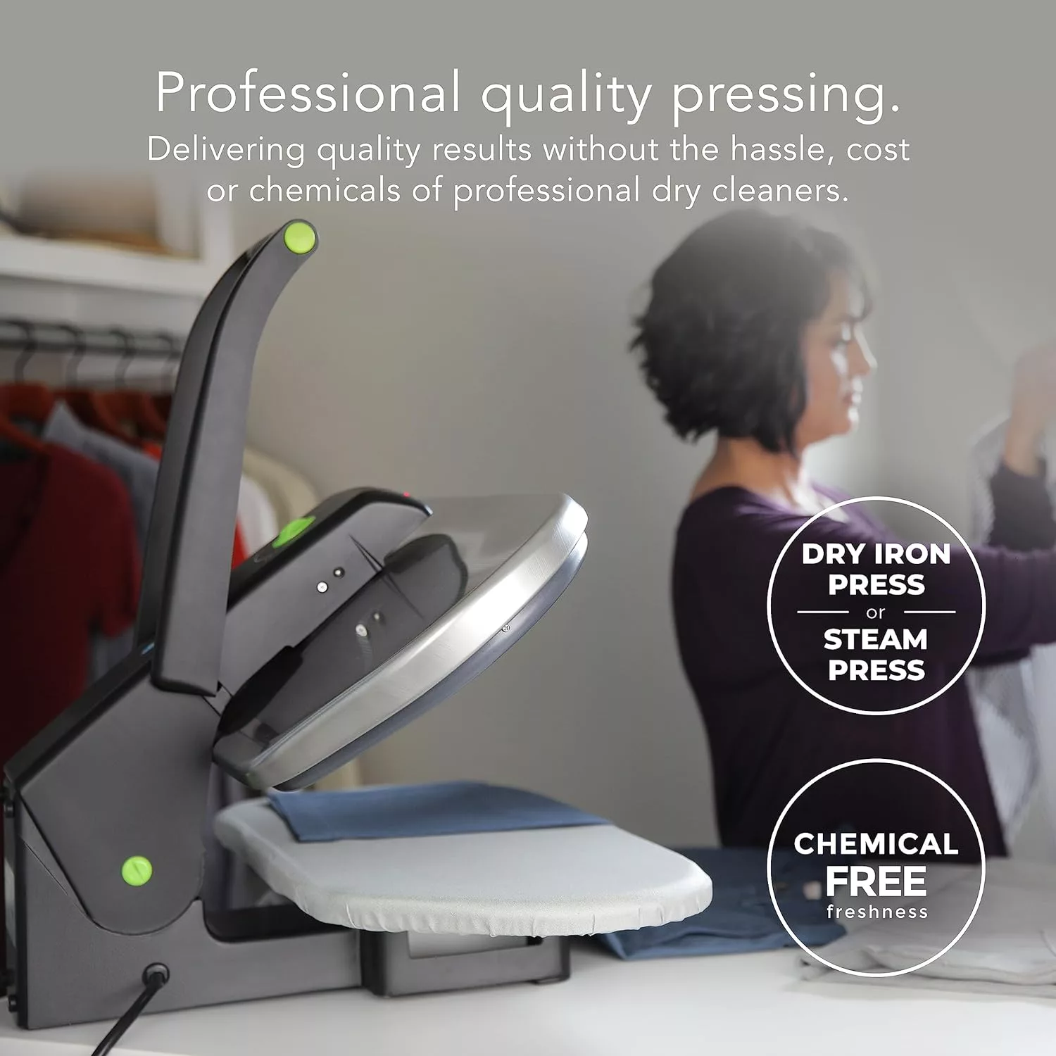 Steamfast SF-680 Digital Steam Press with Multiple Fabric Settings and Steam Burst Function,Stainless/Black