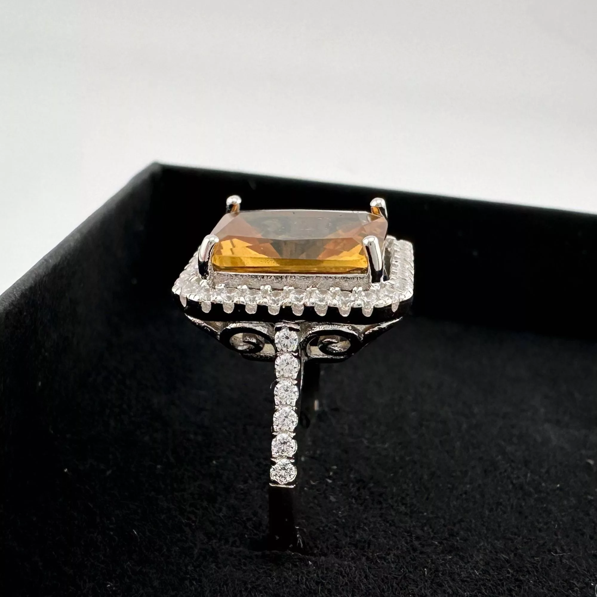 Other Rings Other Elegant Emerald Cut Lab Created Sultanite Ring - Beautiful Silver