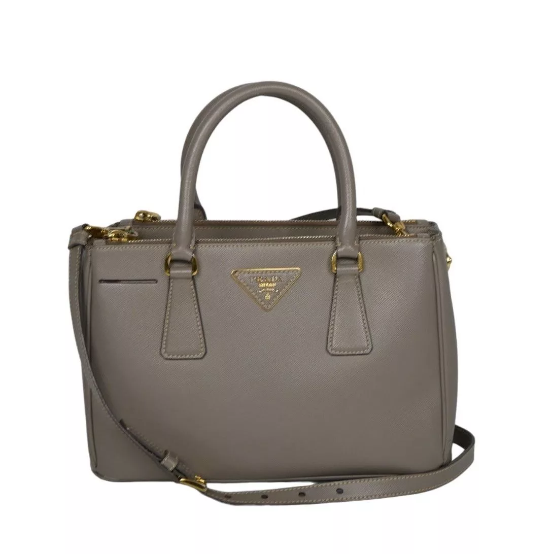 Prada Handle Bags Prada Galleria Saffiano Lux Leather Bag Gray