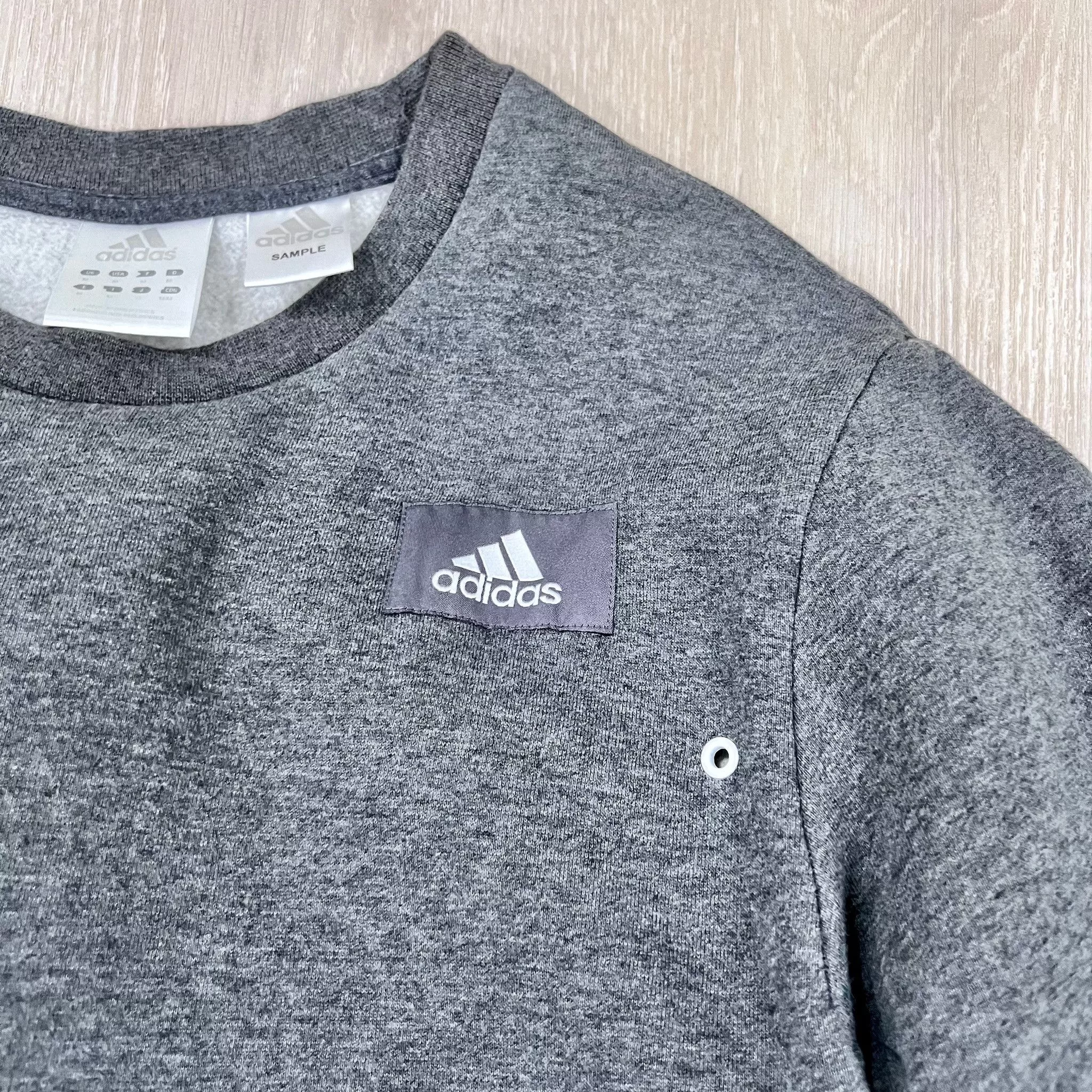 Adidas Sweaters Knitwear Adidas Patch Logo Front Three Stripes on Sides Body Sweater Gray