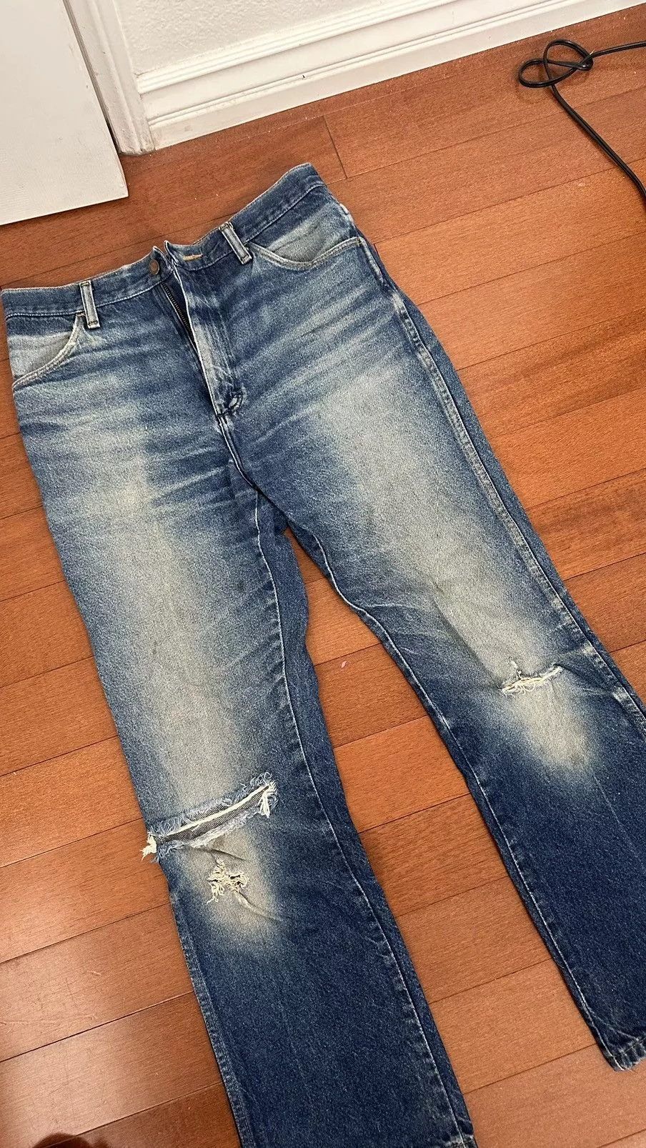 Rustler Denim Rustler × Vintage Rustler Distressed Faded Flare jeans Blue