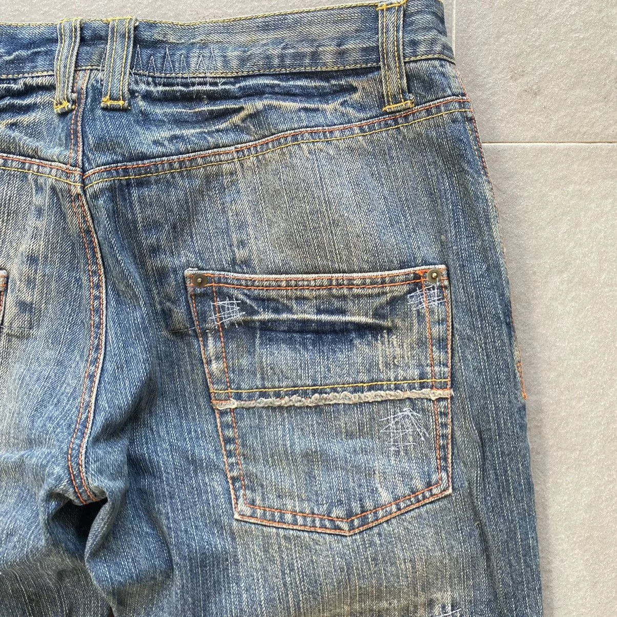 Japanese Brand Denim Japanese Brand Distressed denim straight leg Blue Streetwear