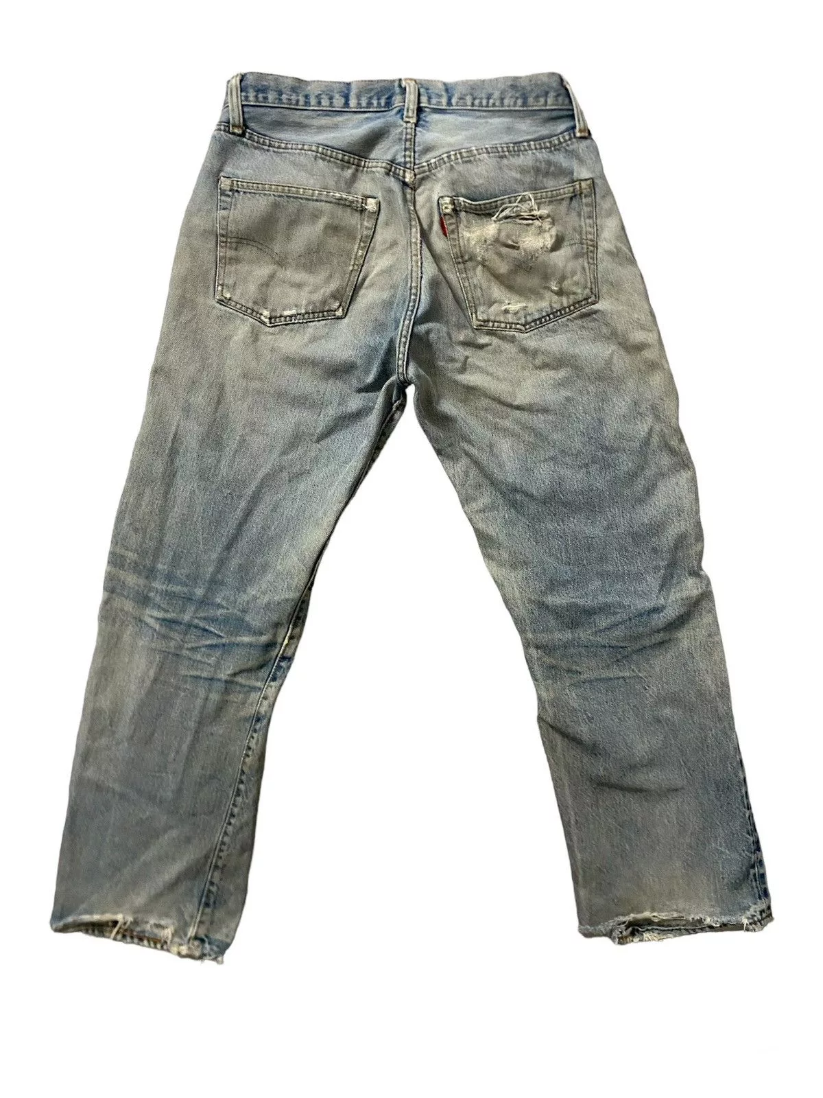 Levi's Denim Levi's × Vintage Vintage Thrashed Distressed Custom Levis Selvedge Button 6 Blue