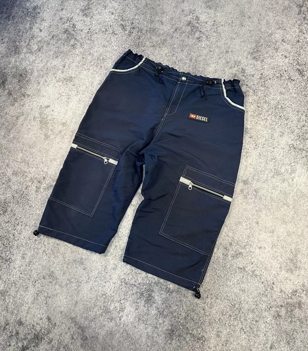 Diesel Shorts Y2K Vintage Diesel Cargo Shorts Streetwear Style Opium Logo Blue Avant-Garde
