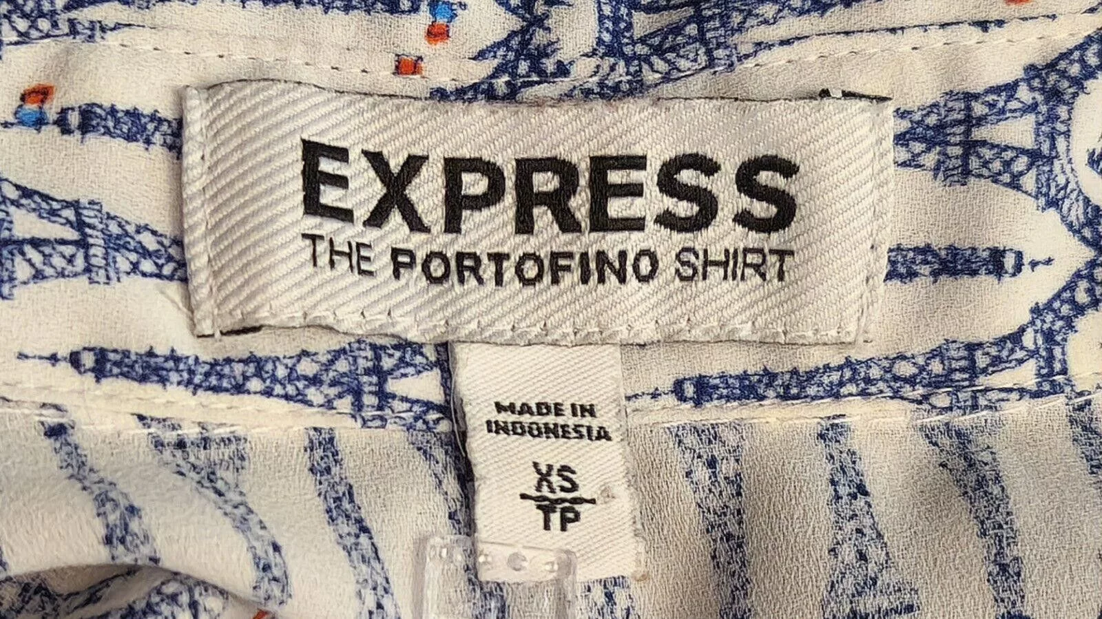 Express Blouses Express Portofino Size XS Blouse Eifel Tower Roll Tab Sleeve White