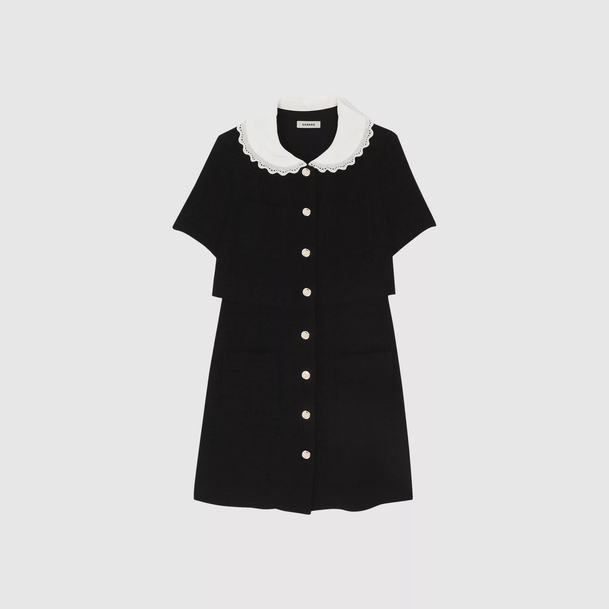 Sandro Midi Dresses Sandro Short Tweed Dress Black