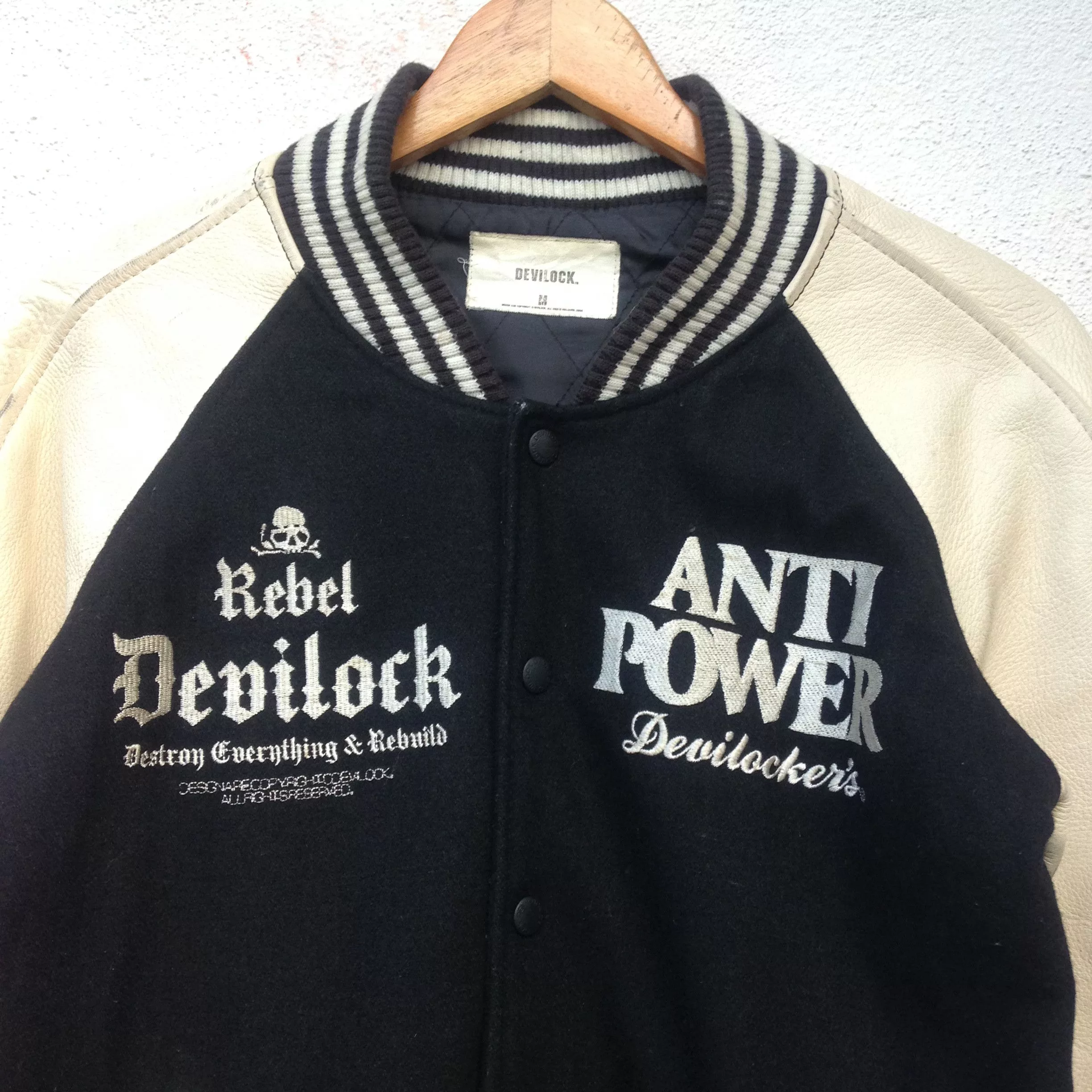 Devilock Light Jackets Devilock × Vintage Devilock Anti Power Rebel Leather Sleeve Black