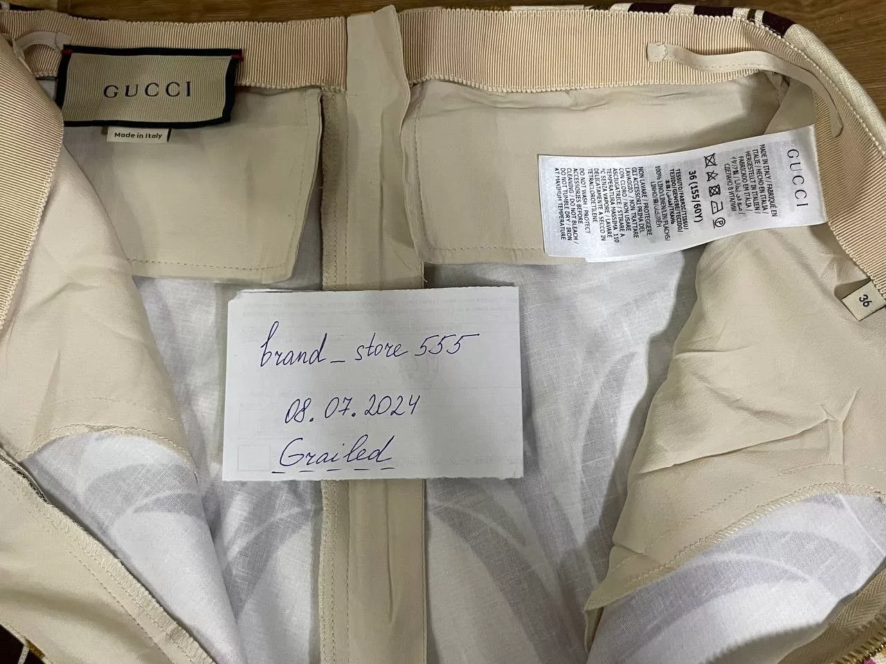 Gucci Pants Gucci INTERLOCKING G PRINT LINEN TROUSERS Multi